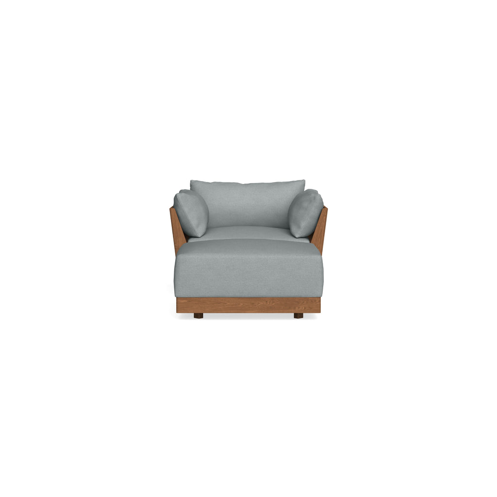 Modular Bondi Espresso Armchair + Ottoman in Light Steel | Classic Blend