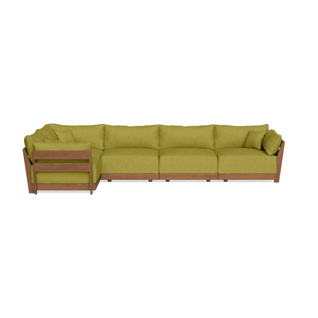 Modular Bondi Espresso 5-Seater L-Sectional in Avocado | Memory Foam Blend