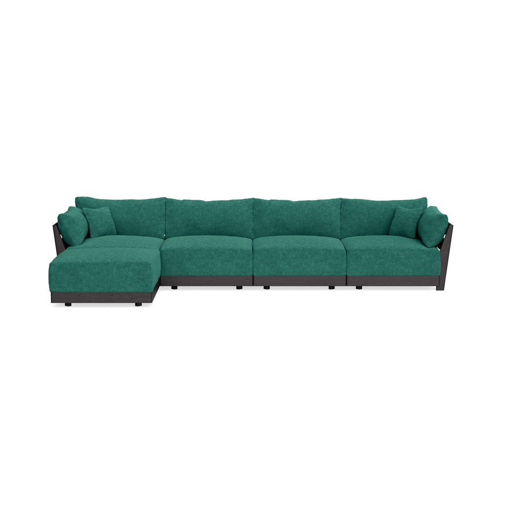 Modular Bondi Black 4-Seater Sectional in Jade Green | Classic Blend