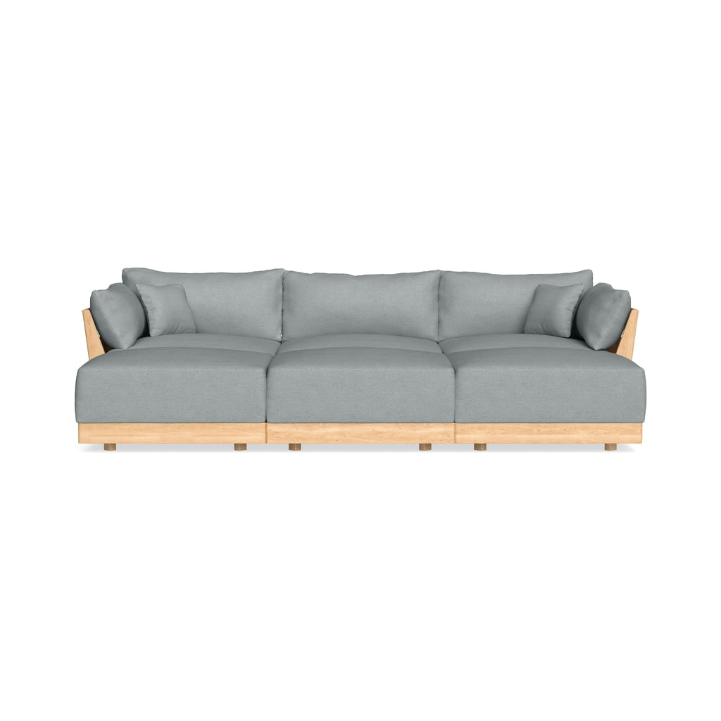 Modular Bondi Latte 3-Seater Daybed Sofa Sectional in Light Steel | Classic Blend