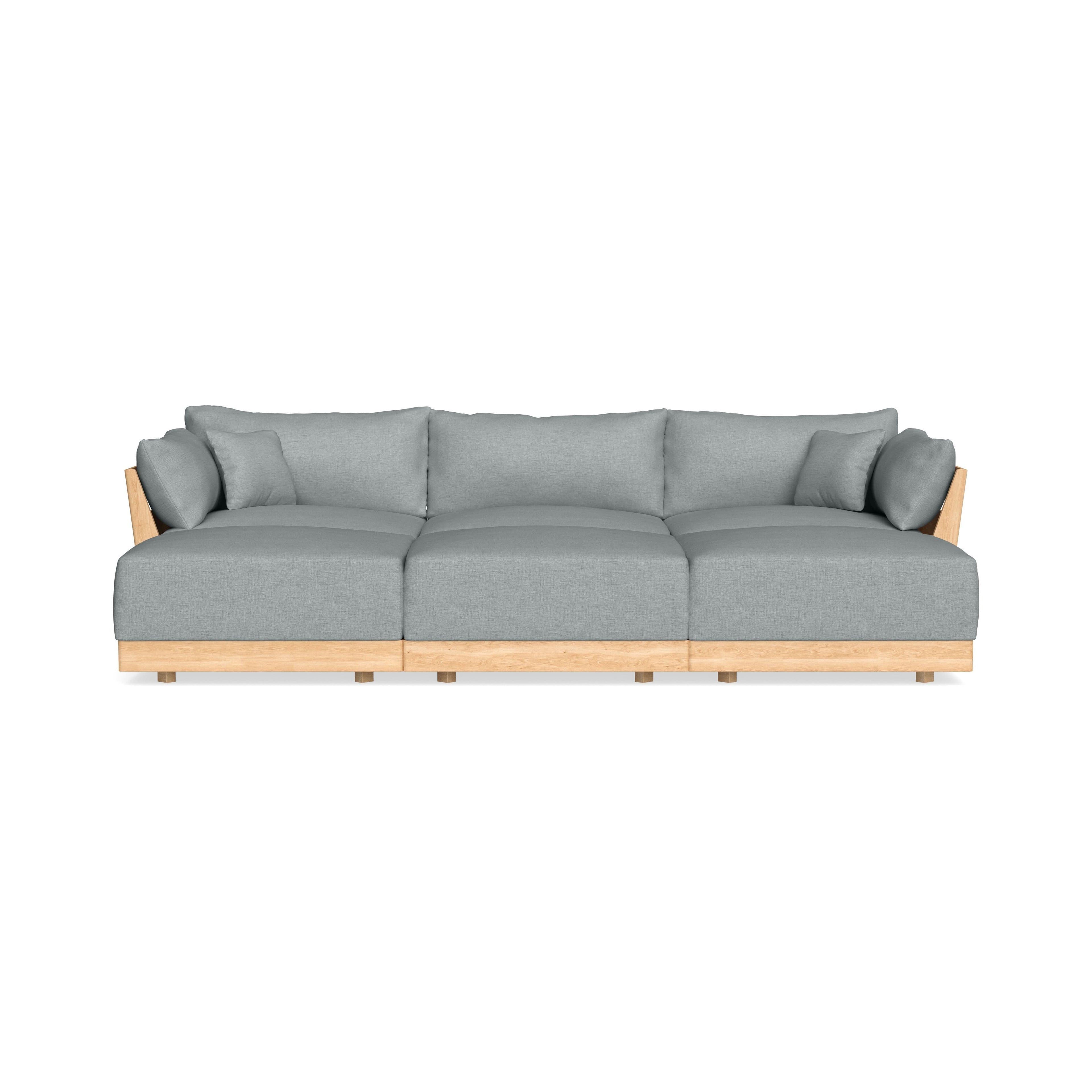 Modular Bondi Latte 3-Seater Daybed Sofa Sectional in Light Steel | Classic Blend