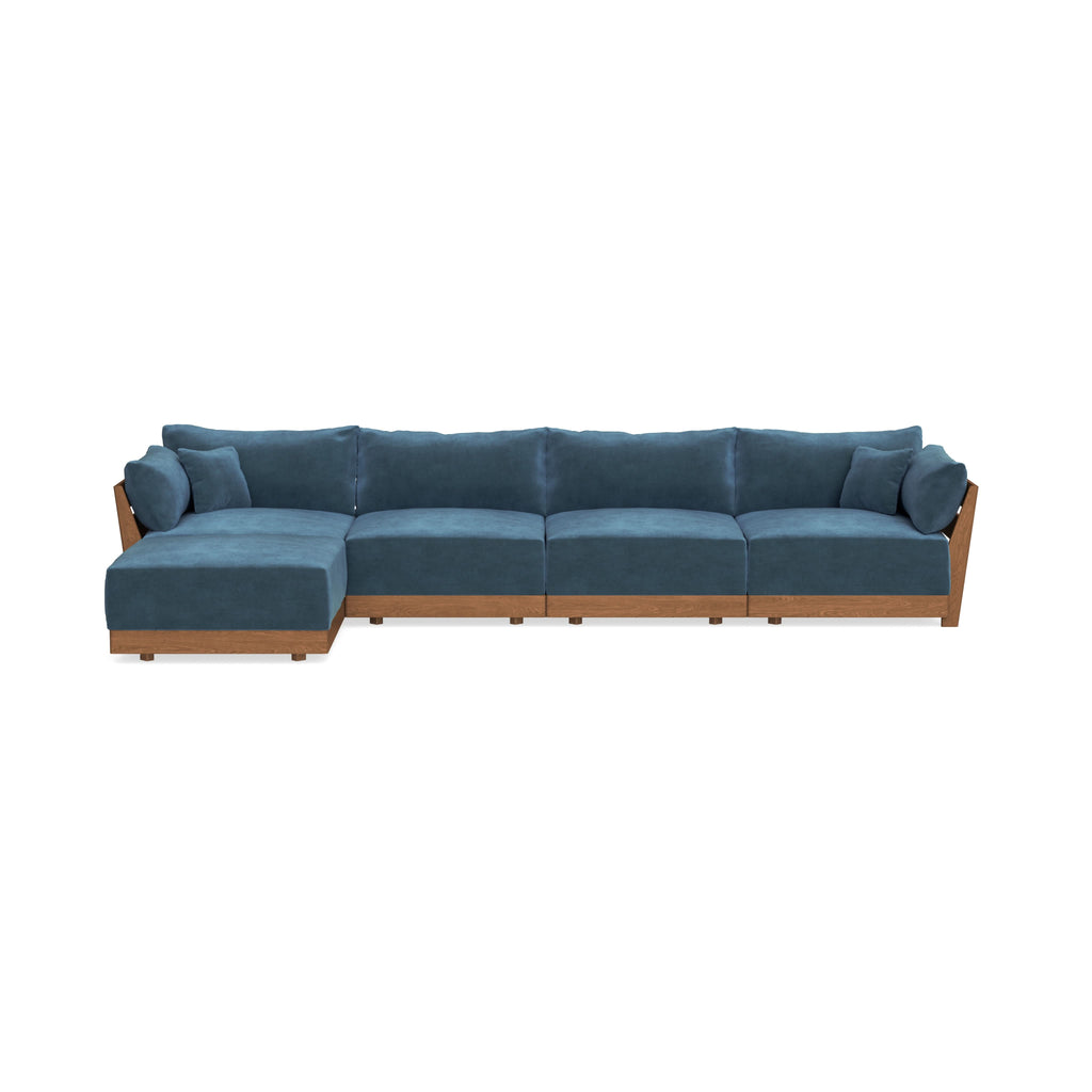 Modular Bondi Espresso 4-Seater Sectional in Oxford Blue | Memory Foam Blend