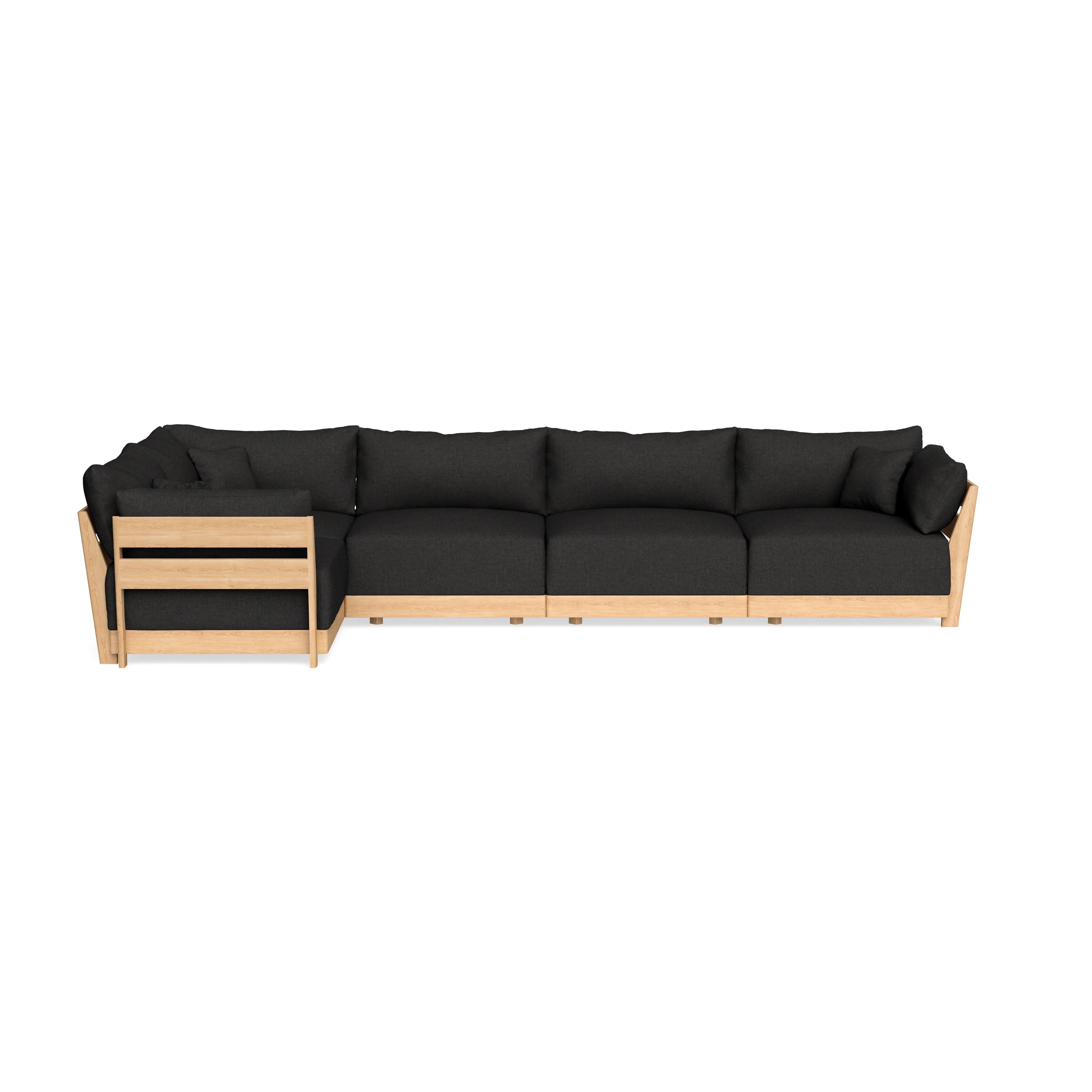 Modular Bondi Latte 5-Seater L-Sectional in Peppercorn | Classic Blend