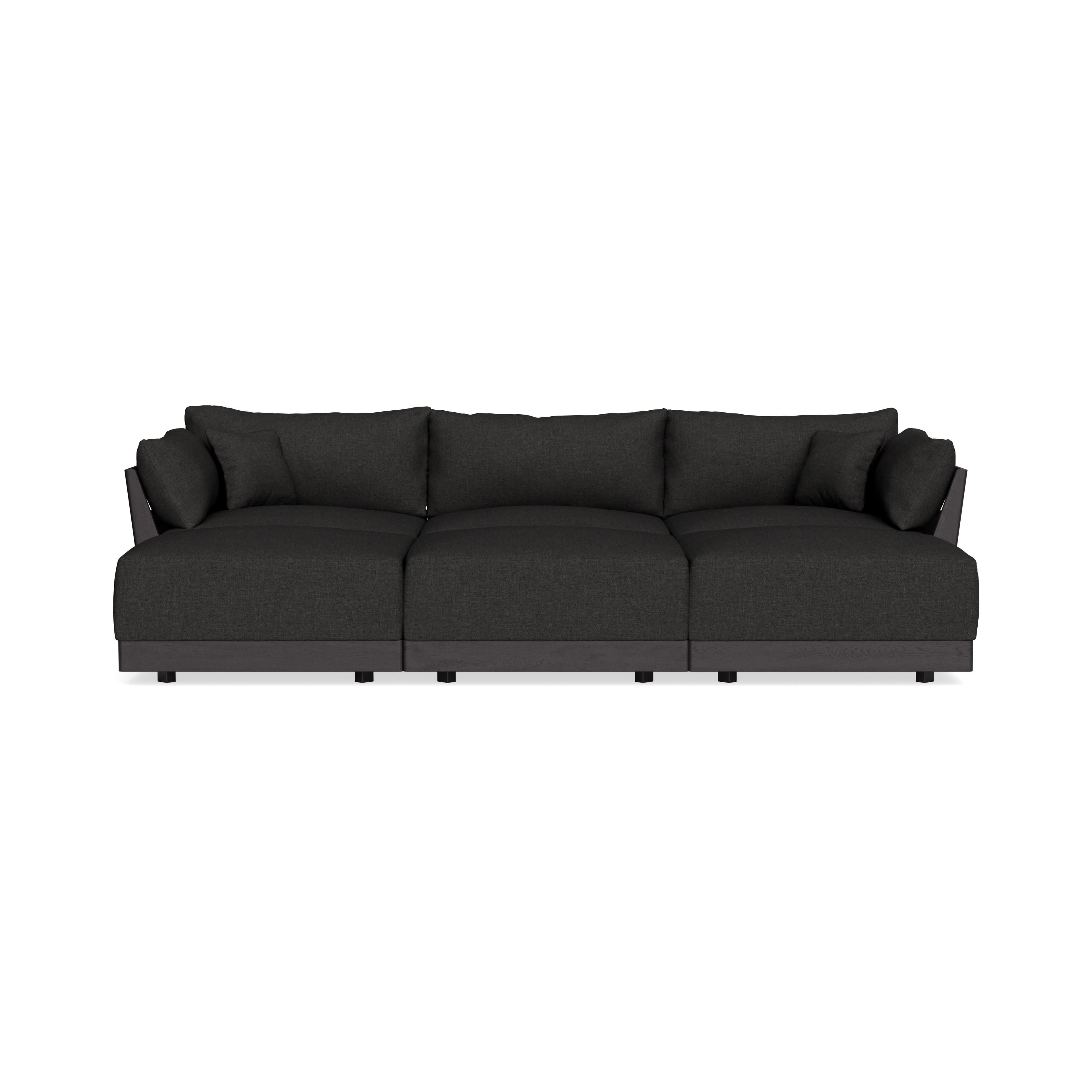 Modular Bondi Black 3-Seater Daybed Sofa Sectional in Peppercorn | Classic Blend
