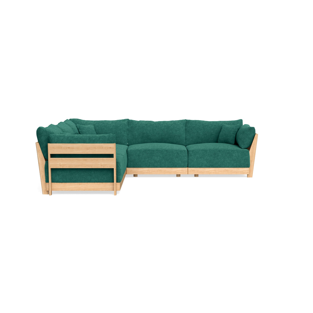 Modular Bondi Latte 5-Seater Corner Sectional in Jade Green | Memory Foam Blend