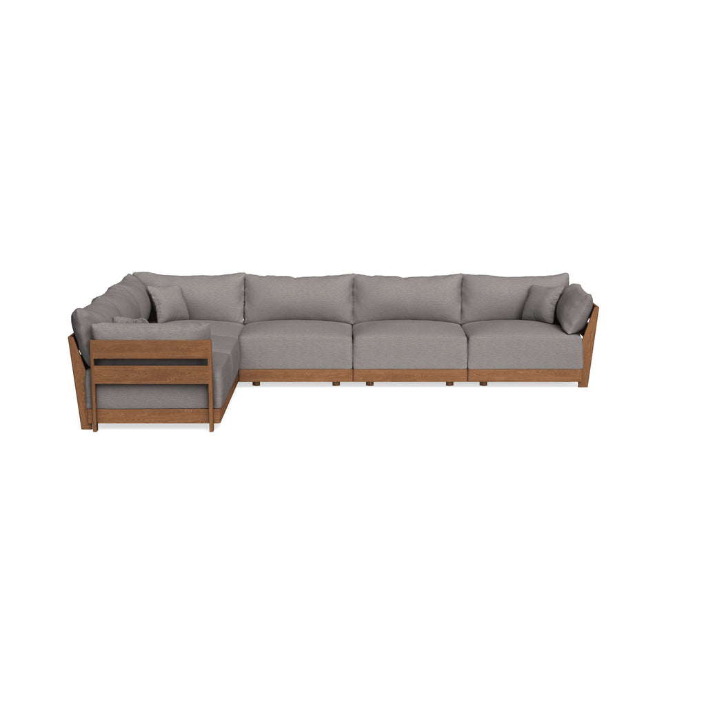 Modular Bondi Espresso 6-Seater Corner Sectional in Cement | Memory Foam Blend