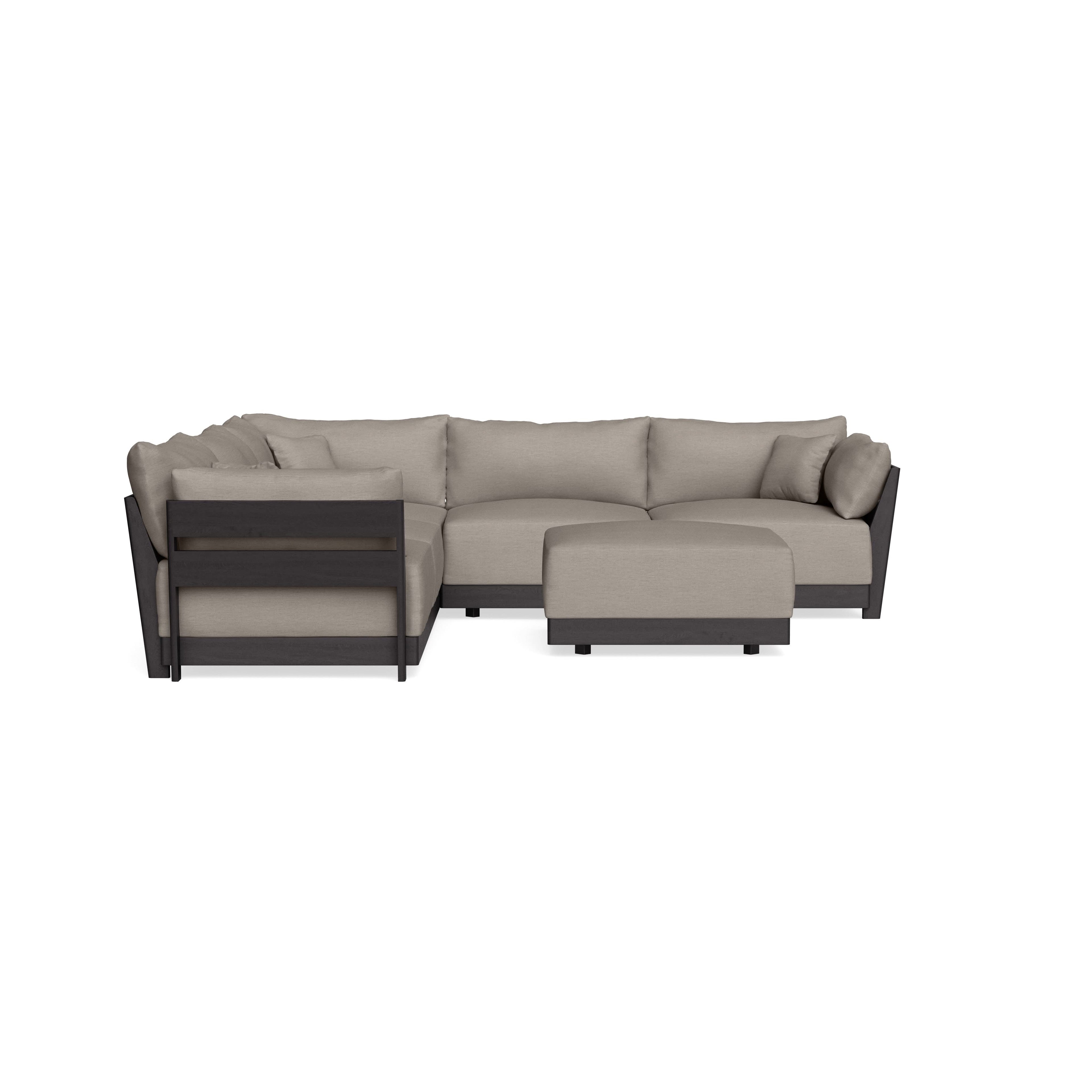 Modular Bondi Black 5-Seater Corner Sectional + Ottoman in Cinder Gray | Classic Blend