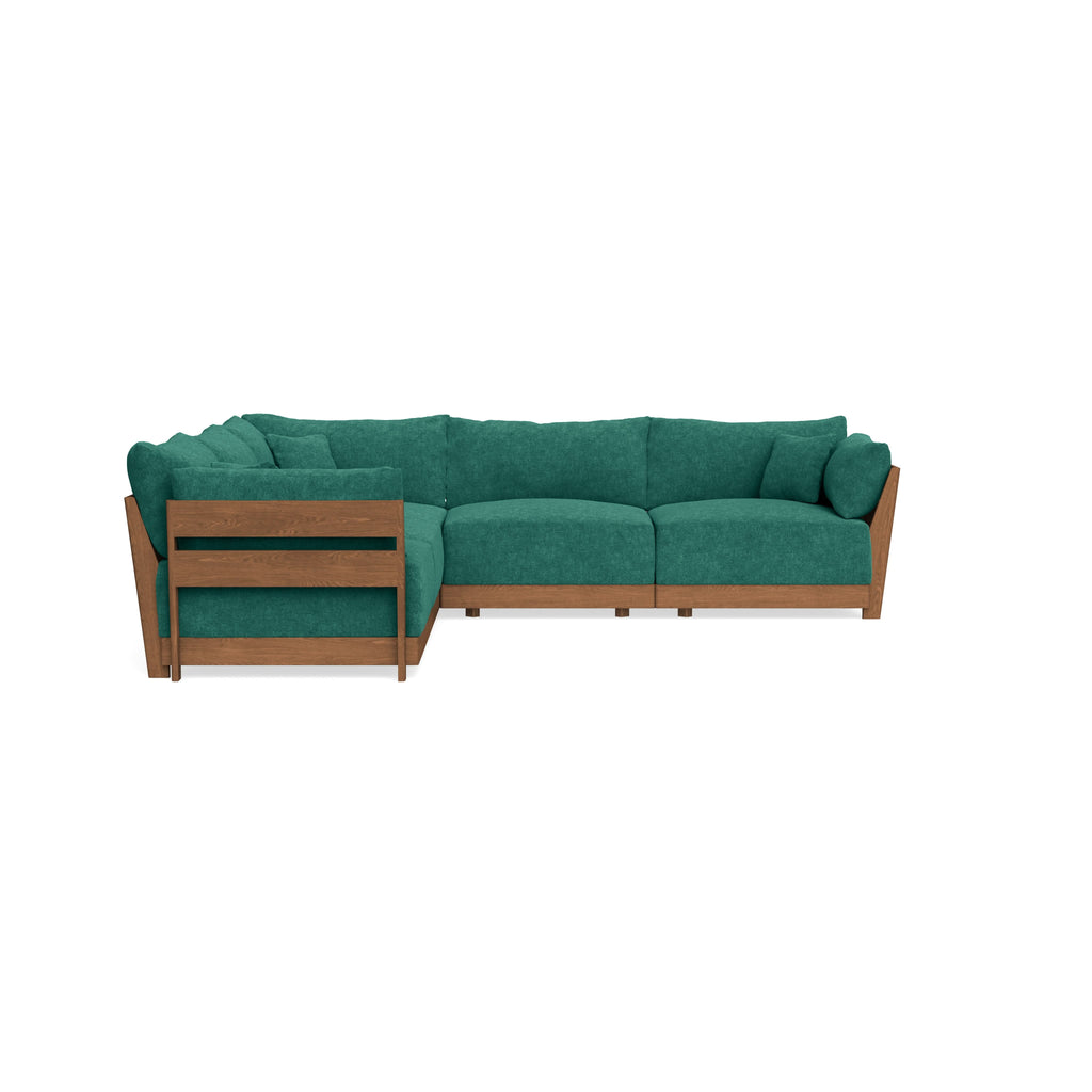 Modular Bondi Espresso 5-Seater Corner Sectional in Jade Green | Memory Foam Blend