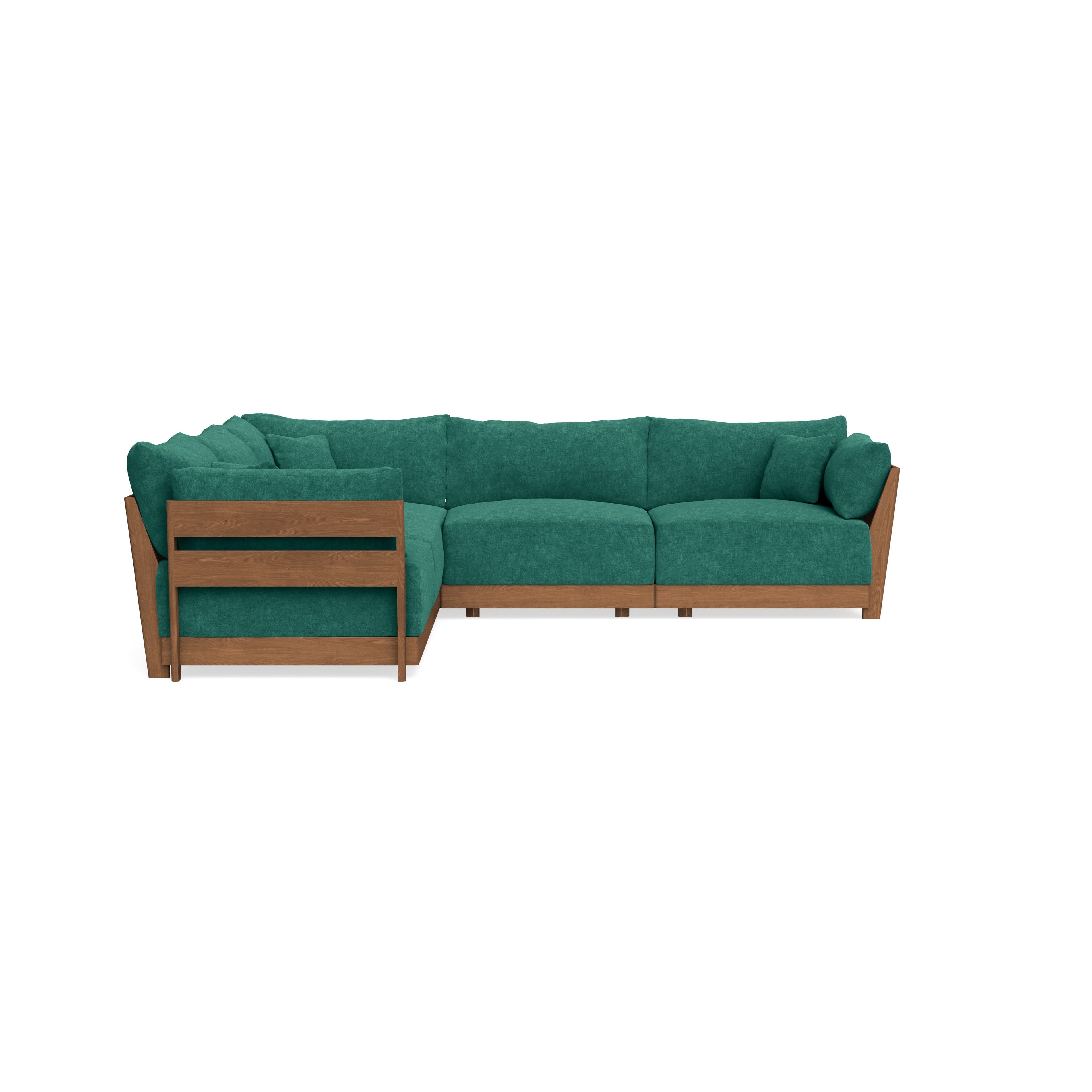 Modular Bondi Espresso 5-Seater Corner Sectional in Jade Green | Memory Foam Blend