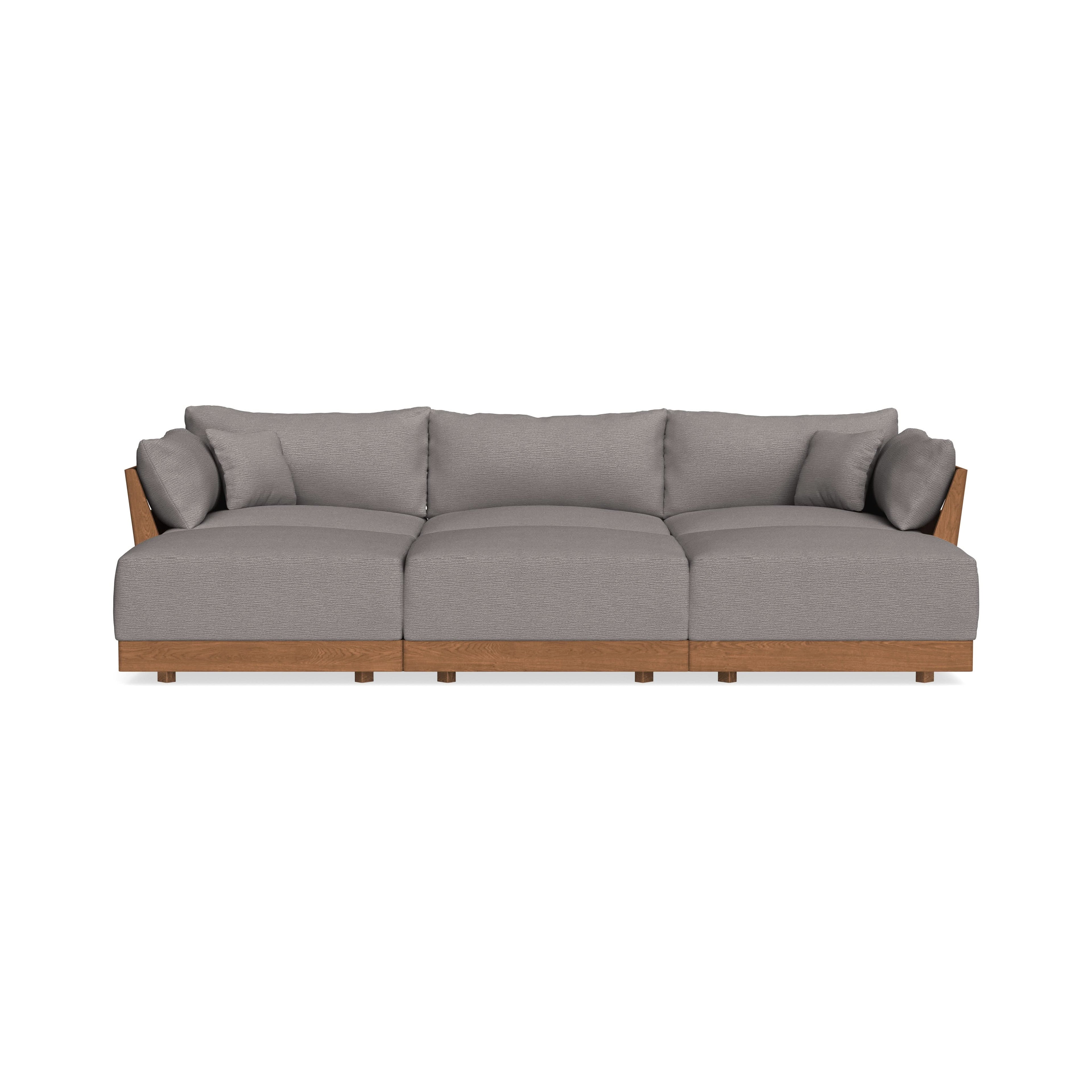 Modular Bondi Espresso 3-Seater Daybed Sofa Sectional in Cement | Memory Foam Blend
