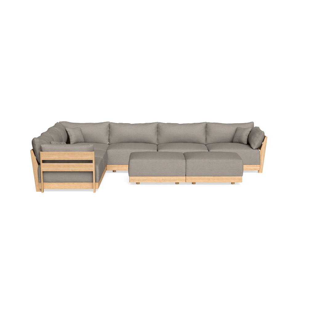 Slipcover Only - Modular Bondi 6-Seater Corner Sectional + Bench Ottoman in Cinder Gray