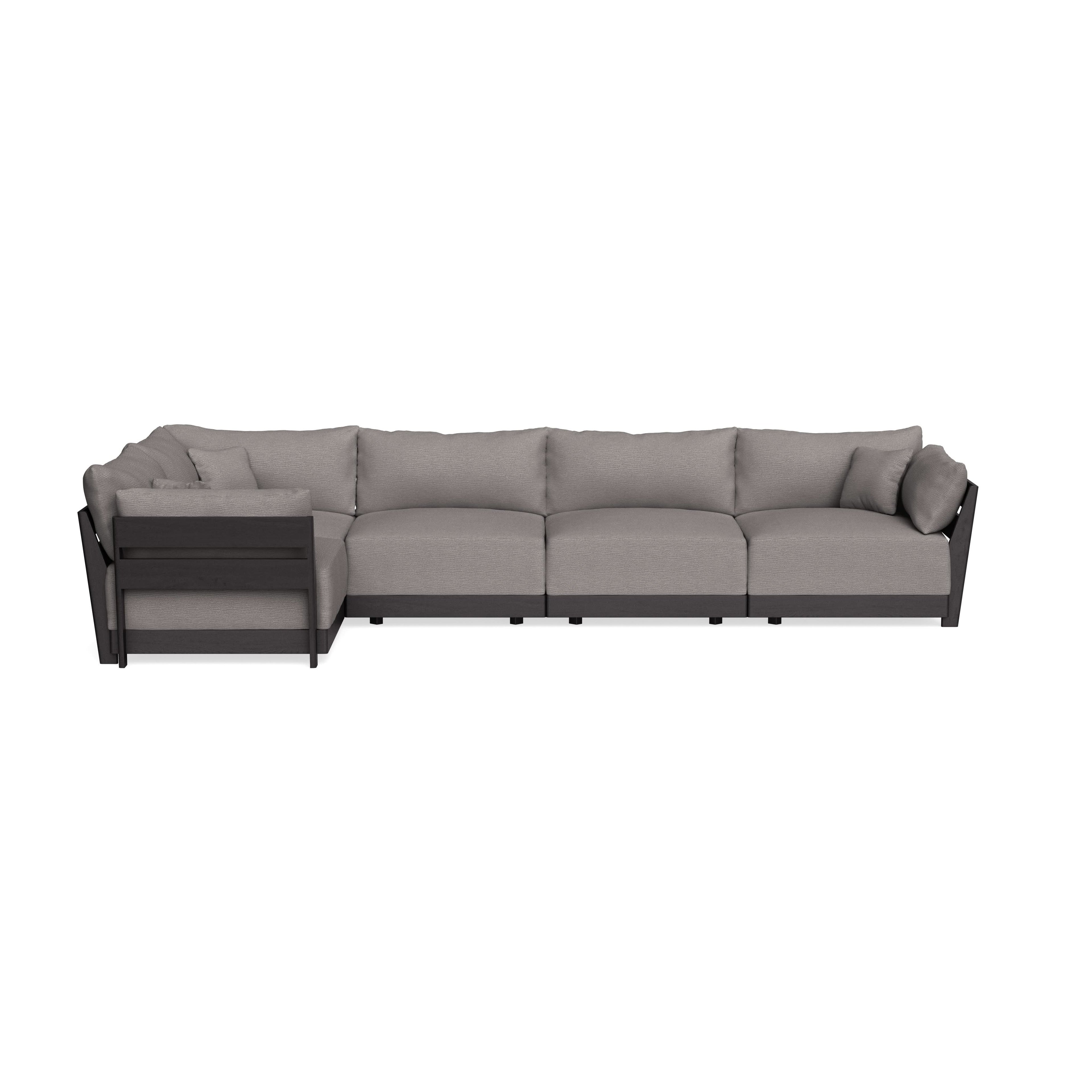 Modular Bondi Black 5-Seater L-Sectional in Cement | Memory Foam Blend