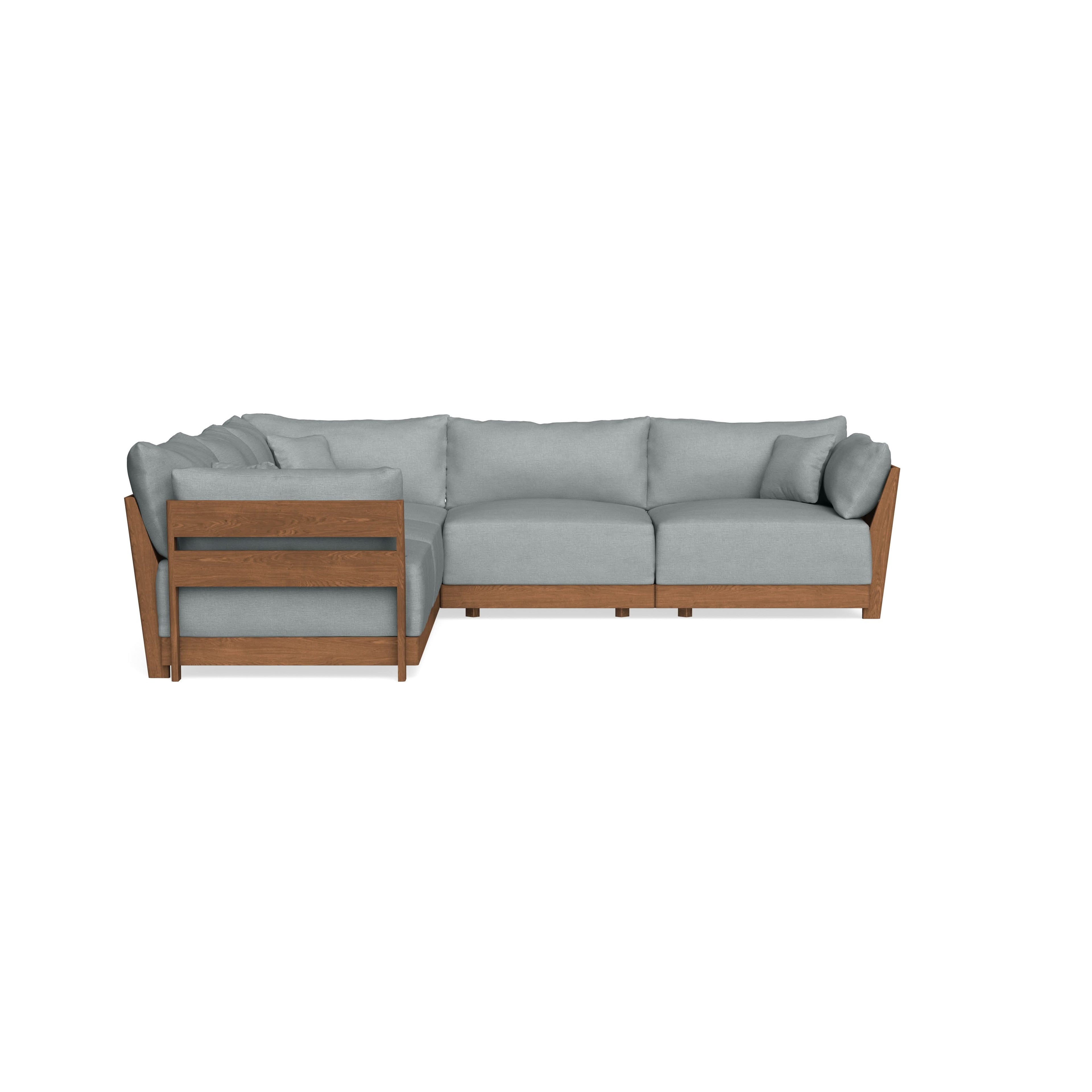 Modular Bondi Espresso 5-Seater Corner Sectional in Light Steel | Memory Foam Blend