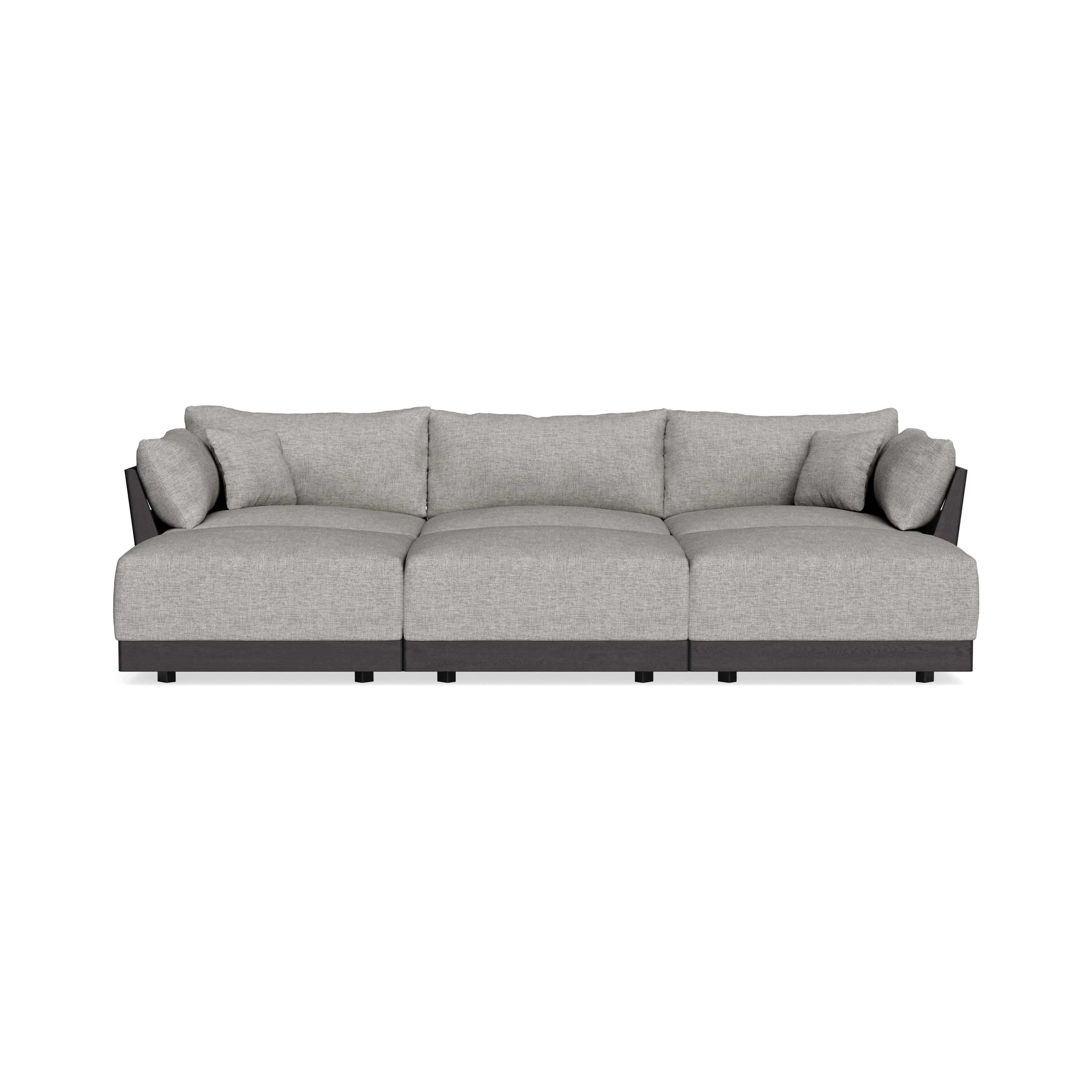 Modular Bondi Black 3-Seater Daybed Sofa Sectional in Fog | Memory Foam Blend