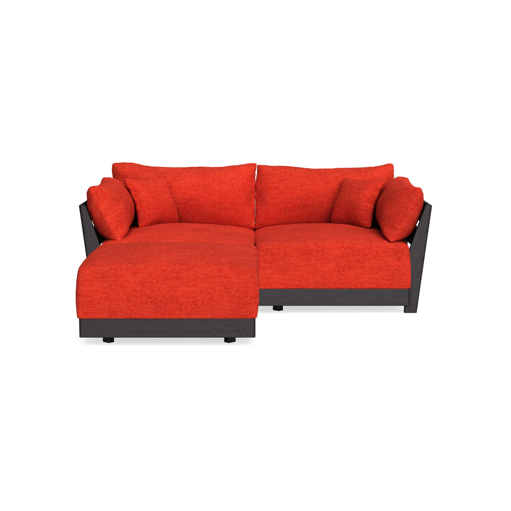 Modular Bondi Black 2-Seater Sectional in Poppy Orange | Memory Foam Blend