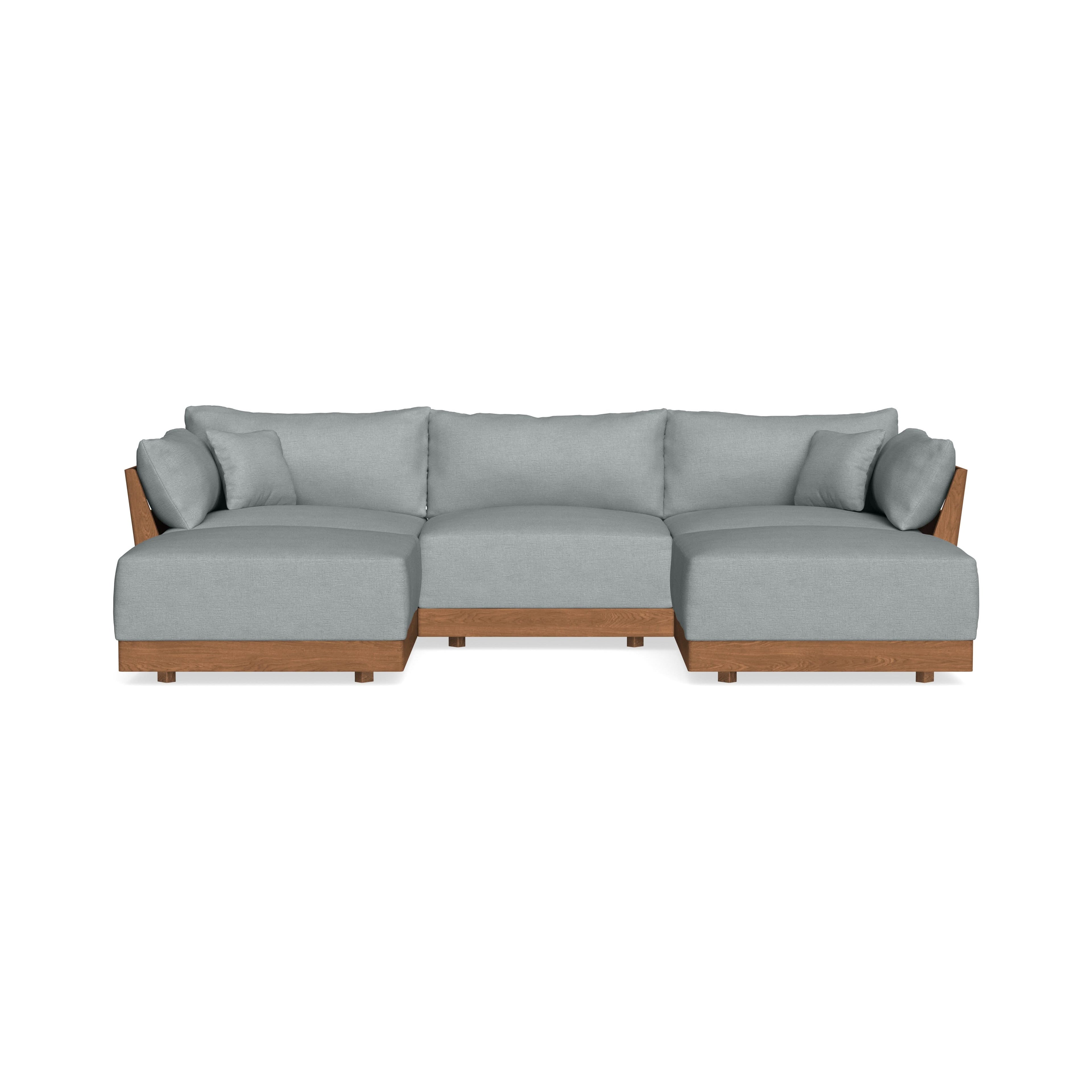 Modular Bondi Espresso 3-Seater U-Sectional in Light Steel | Memory Foam Blend