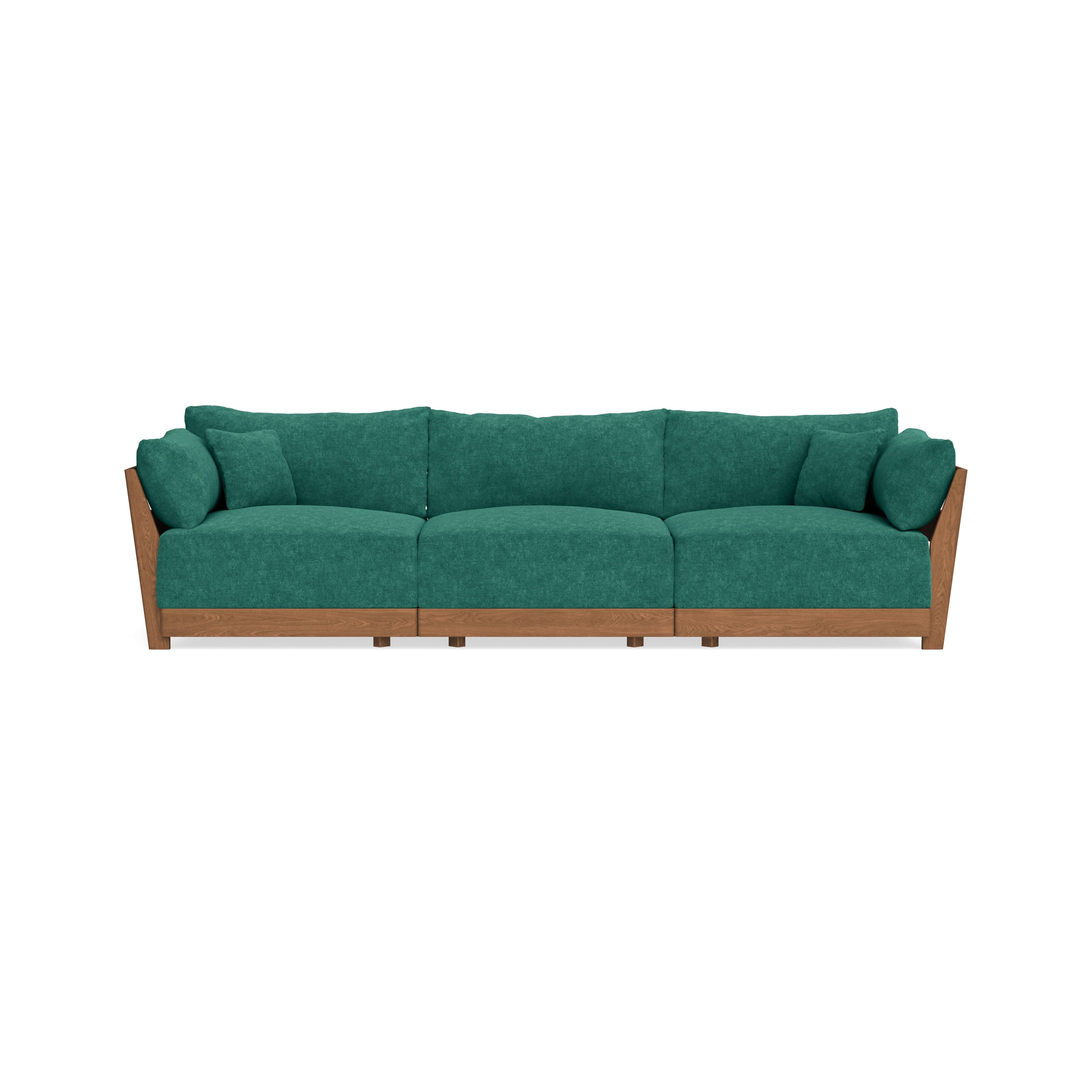 Modular Bondi Espresso 3-Seater Sofa in Jade Green | Memory Foam Blend