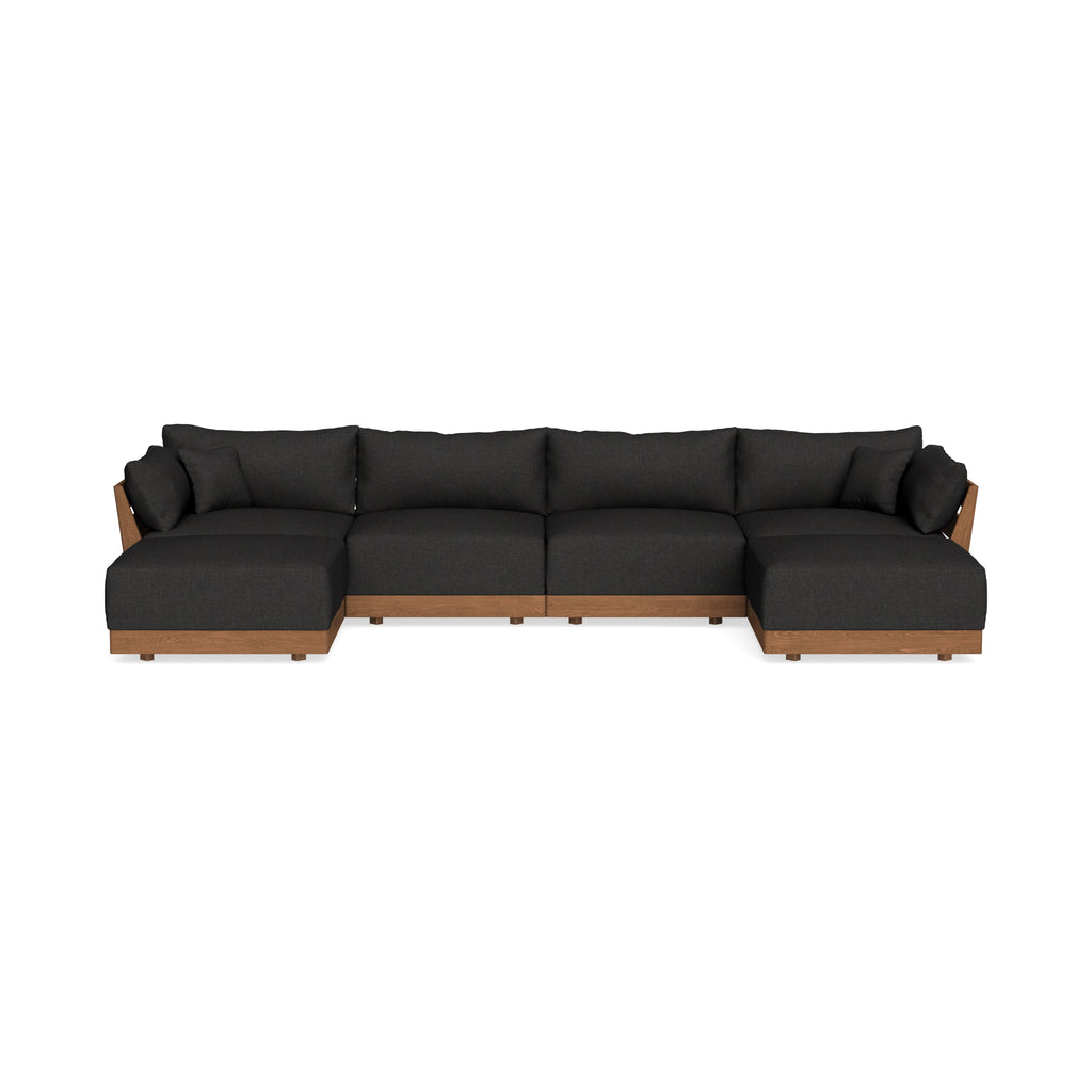 Modular Bondi Espresso 4-Seater U-Sectional in Peppercorn | Memory Foam Blend
