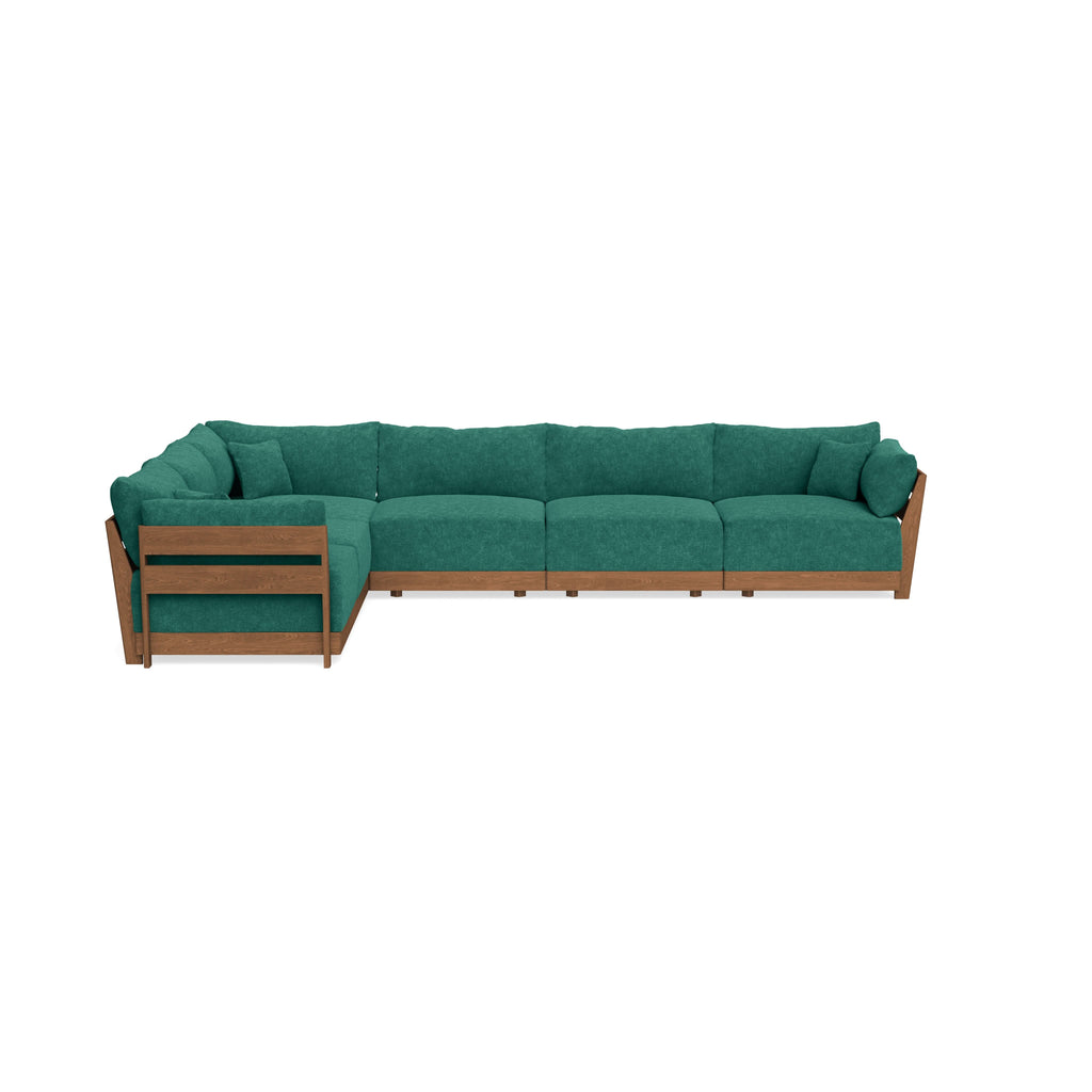 Modular Bondi Espresso 6-Seater Corner Sectional in Jade Green | Memory Foam Blend