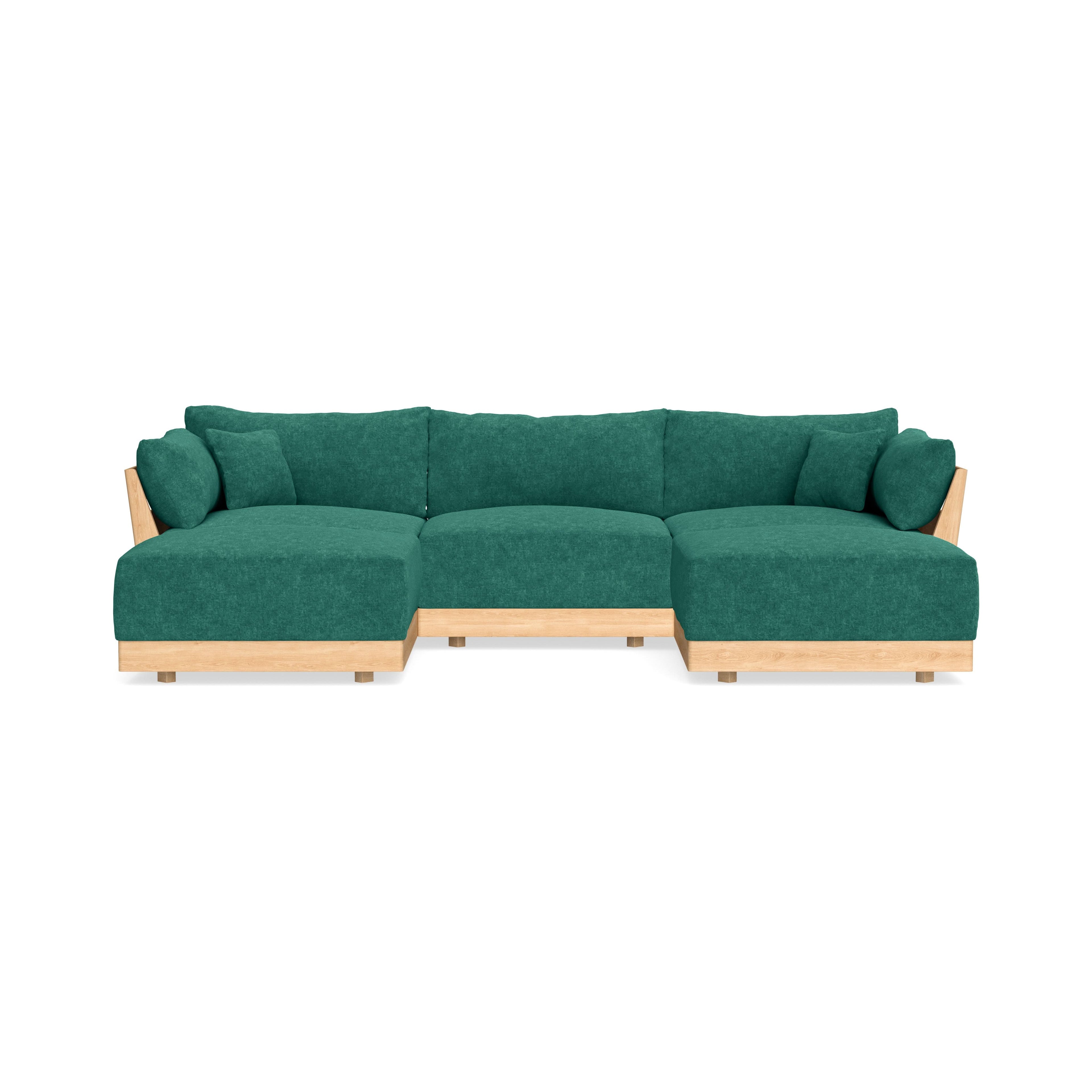 Modular Bondi Latte 3-Seater U-Sectional in Jade Green | Memory Foam Blend