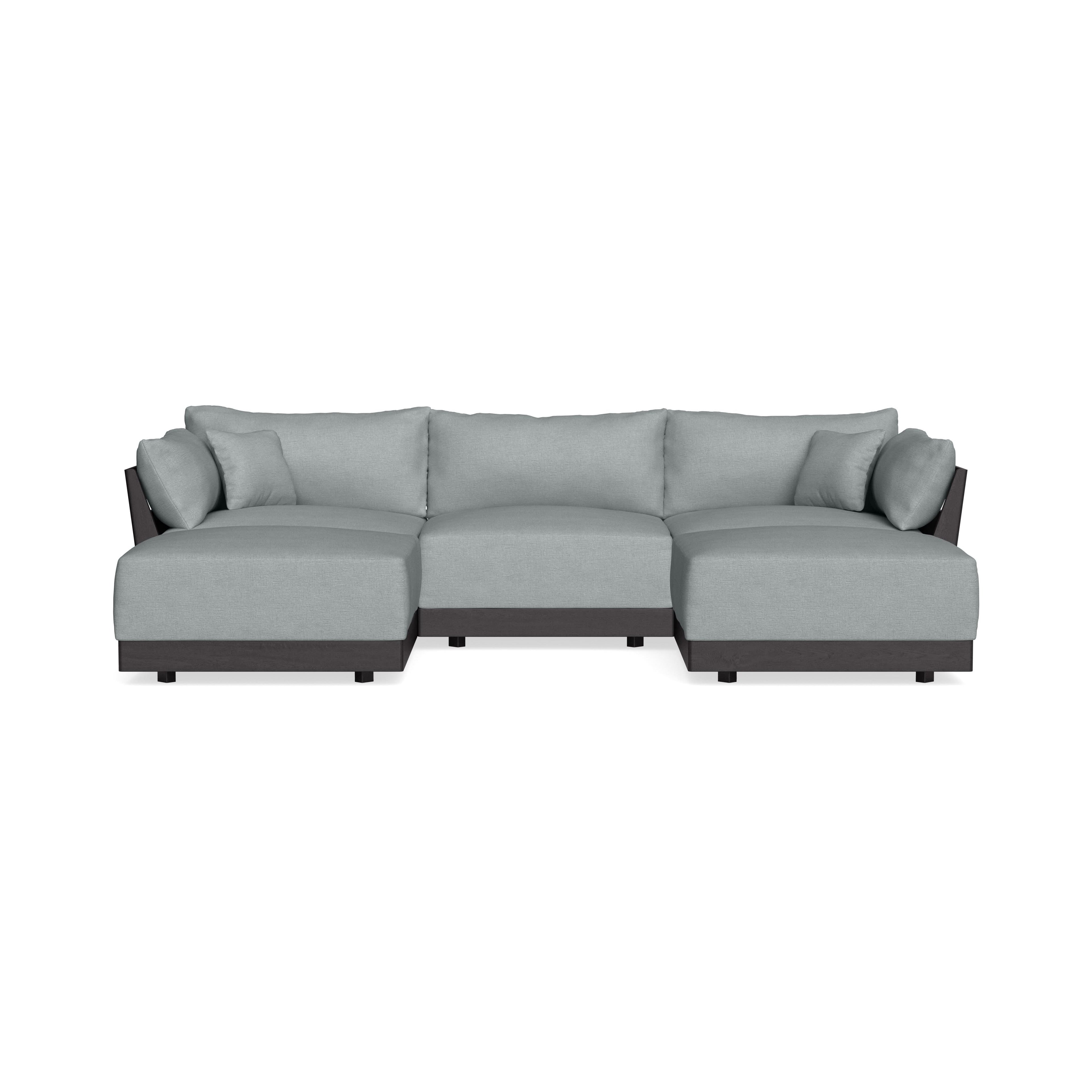 Modular Bondi Black 3-Seater U-Sectional in Light Steel | Classic Blend