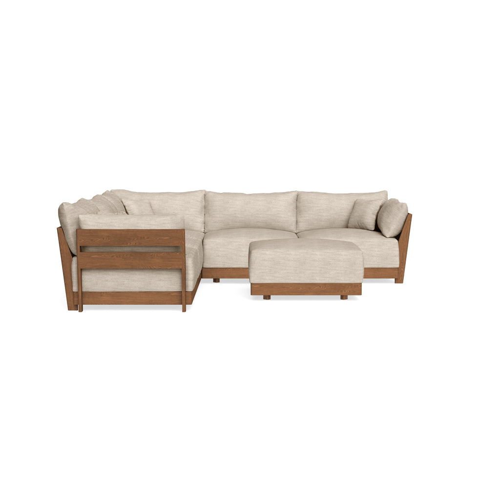 Modular Bondi Espresso 5-Seater Corner Sectional + Ottoman in Wheat | Memory Foam Blend