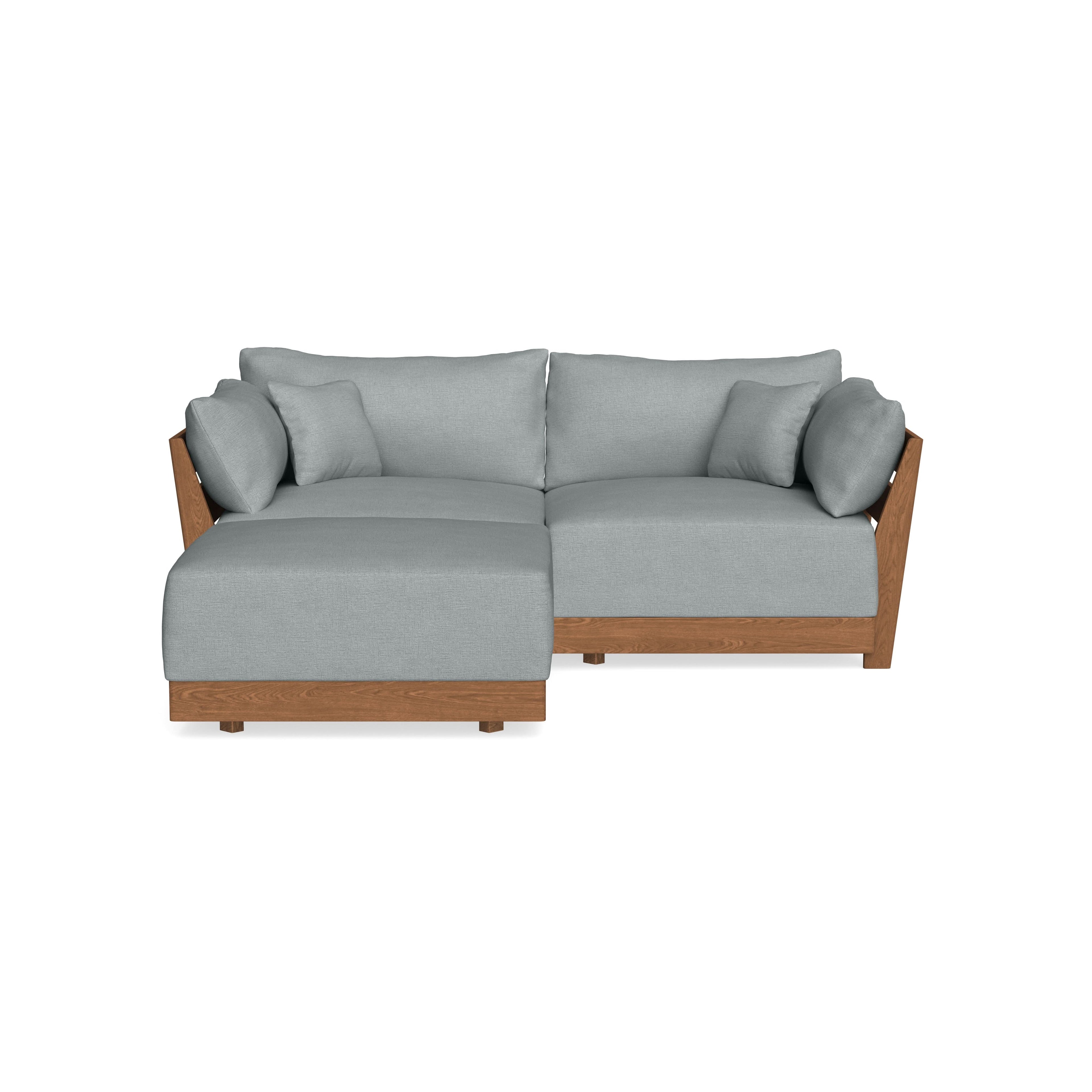 Modular Bondi Espresso 2-Seater Sectional in Light Steel | Memory Foam Blend