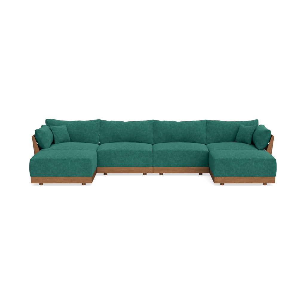 Modular Bondi Espresso 4-Seater U-Sectional in Jade Green | Memory Foam Blend