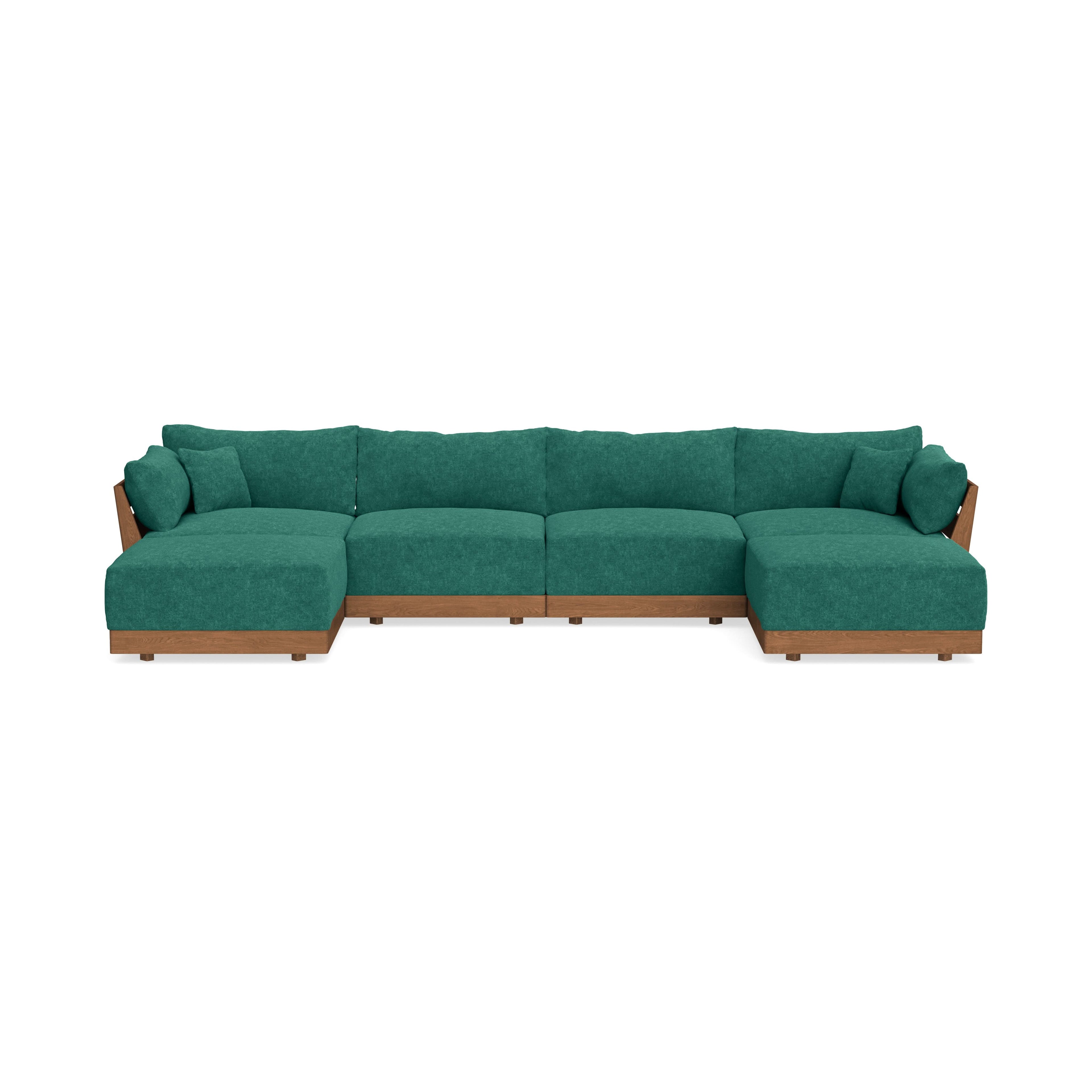 Modular Bondi Espresso 4-Seater U-Sectional in Jade Green | Memory Foam Blend