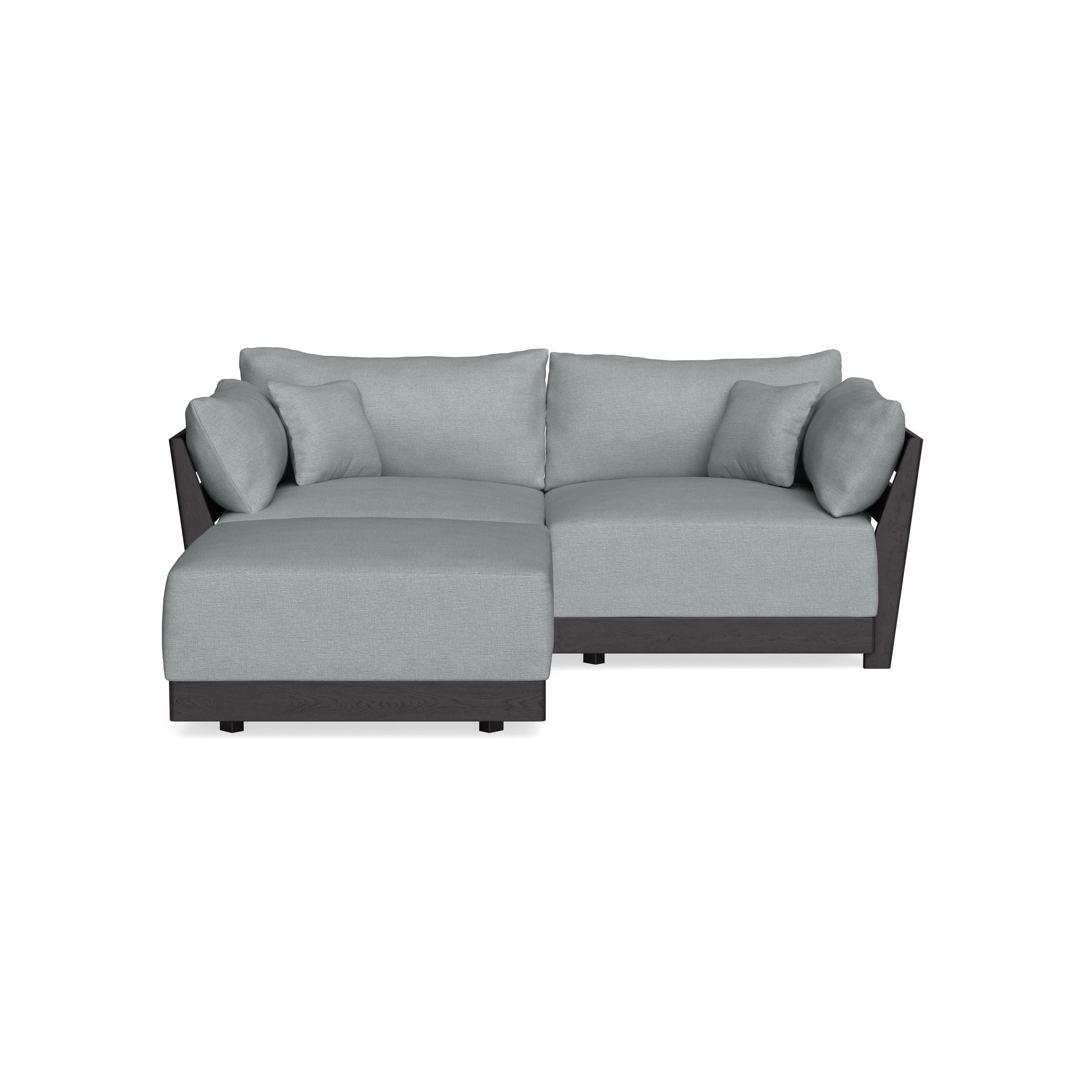 Modular Bondi Black 2-Seater Sectional in Light Steel | Classic Blend