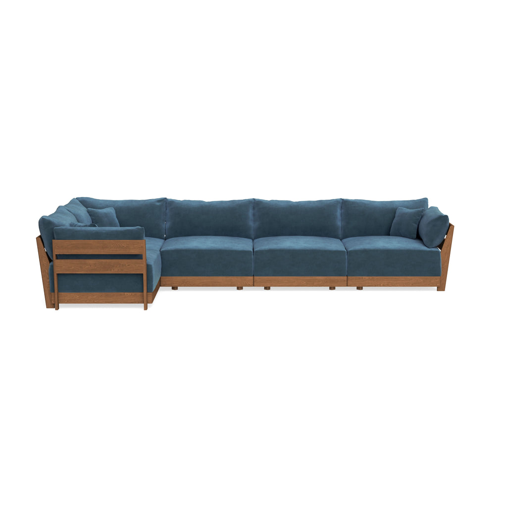 Modular Bondi Espresso 5-Seater L-Sectional in Oxford Blue | Classic Blend