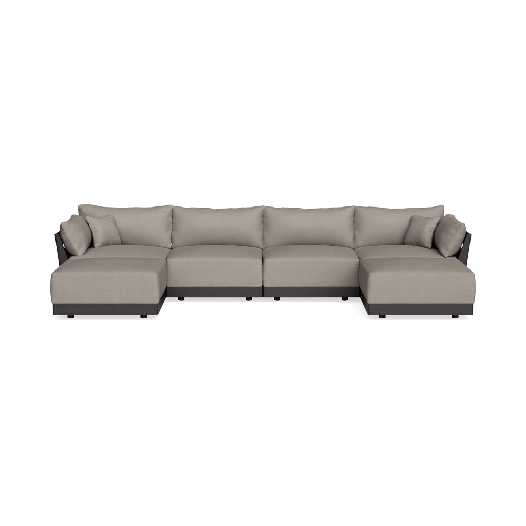 Modular Bondi Black 4-Seater U-Sectional in Cinder Gray | Memory Foam Blend