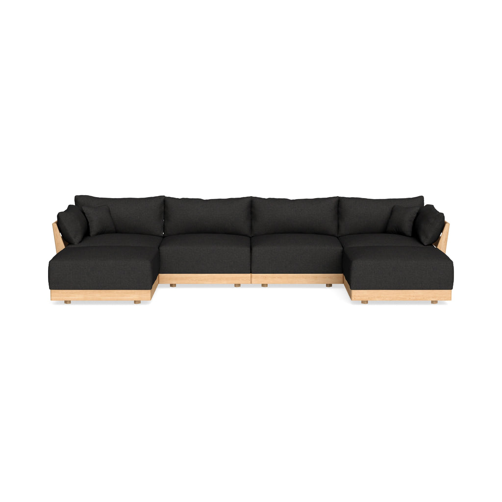 Modular Bondi Latte 4-Seater U-Sectional in Peppercorn | Memory Foam Blend