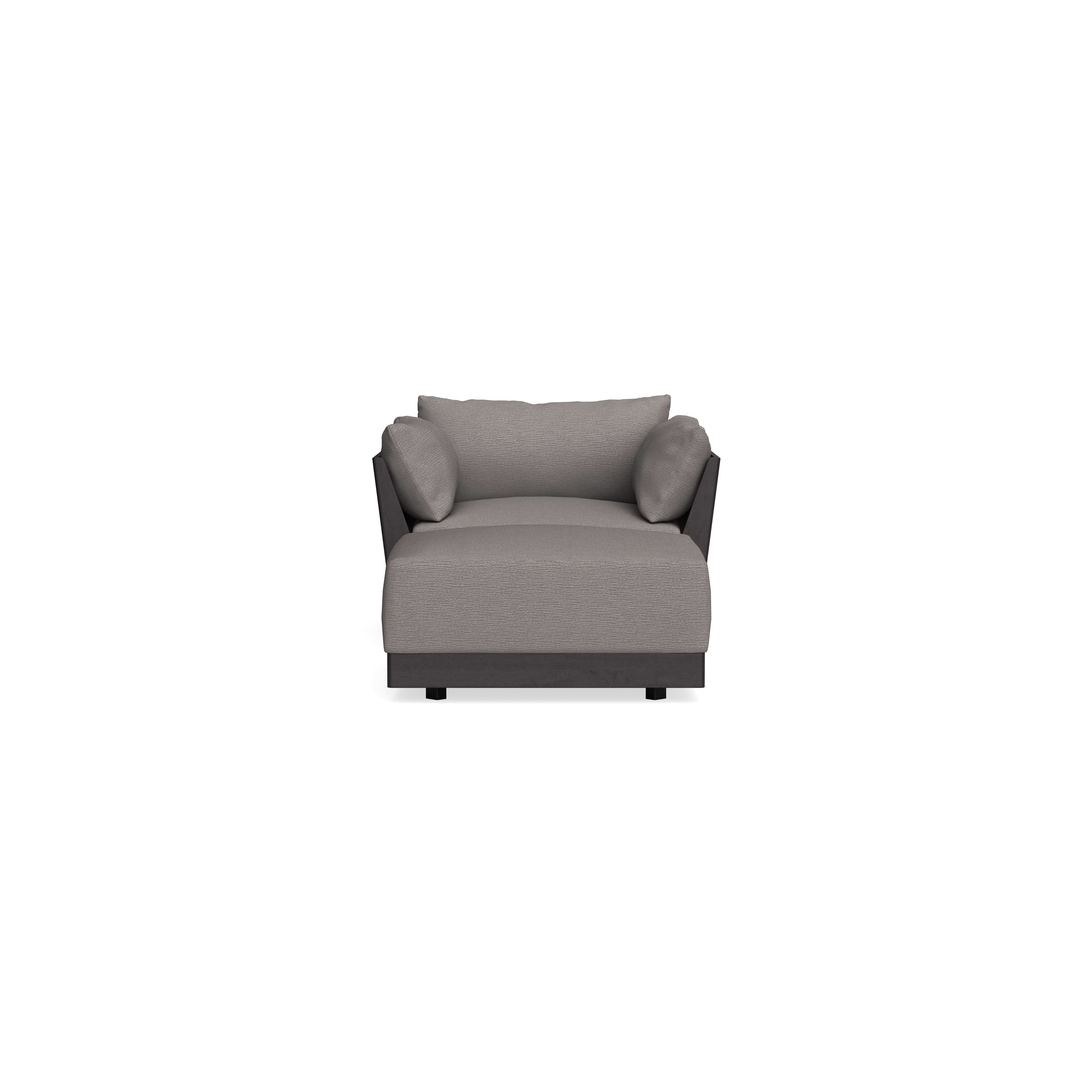 Modular Bondi Black Armchair + Ottoman in Cement | Memory Foam Blend