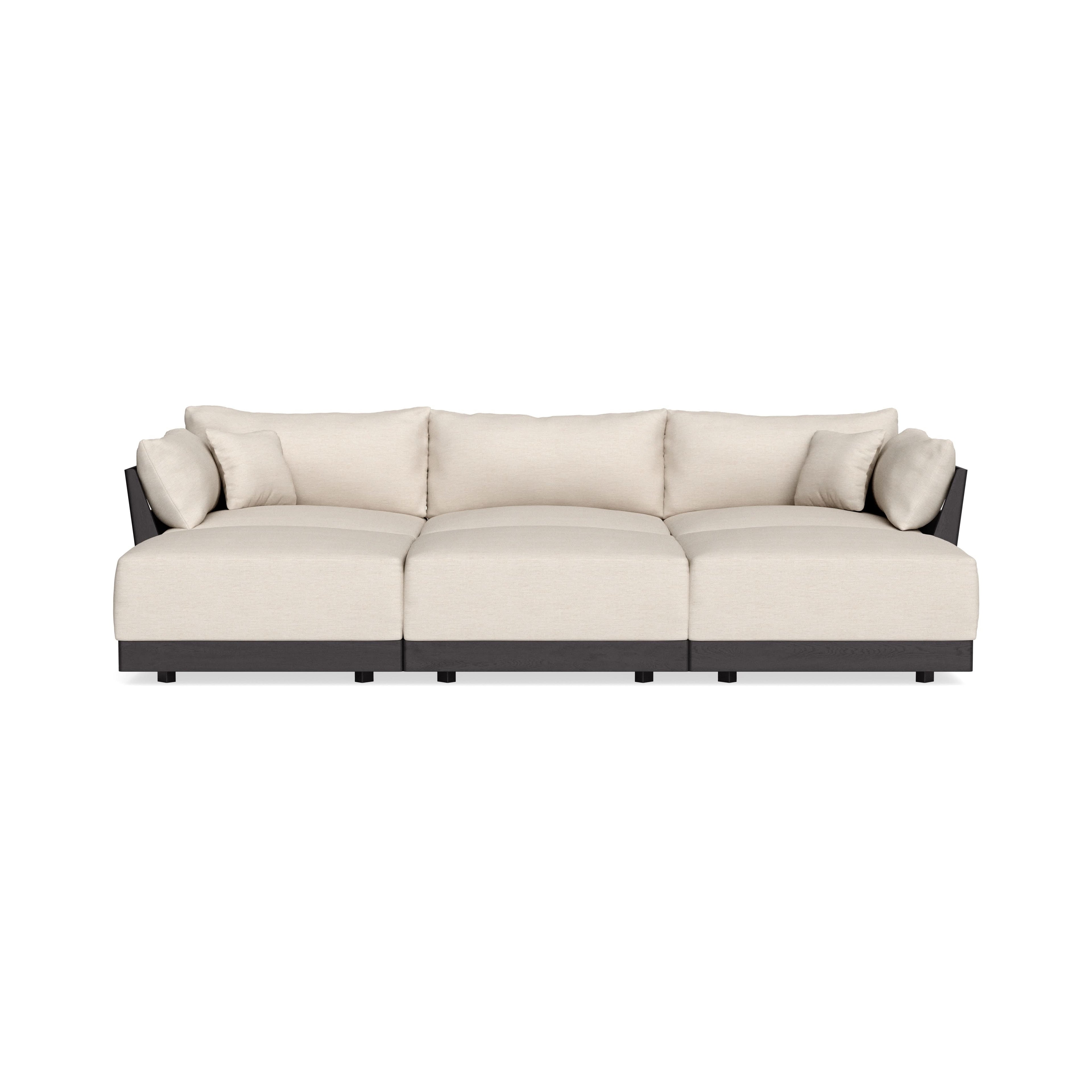 Modular Bondi Black 3-Seater Daybed Sofa Sectional in Seashell | Memory Foam Blend