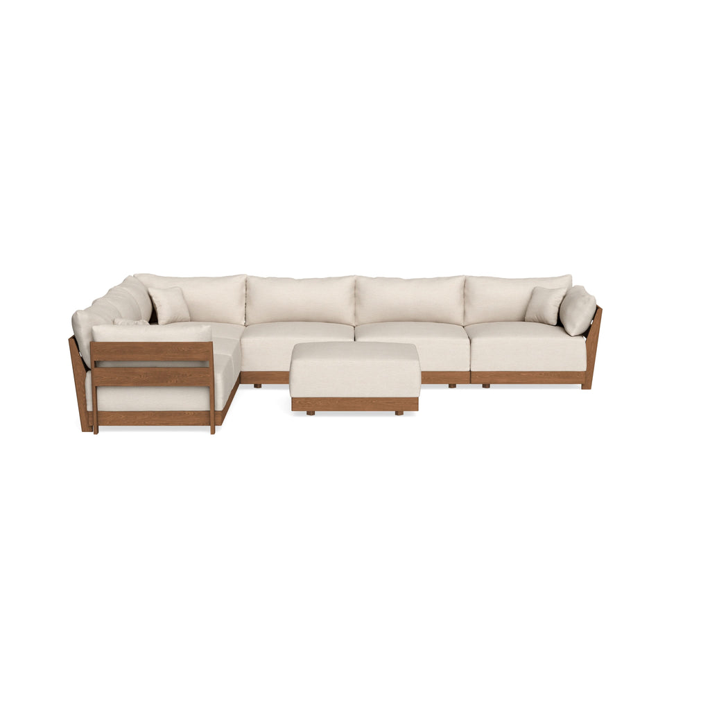 Modular Bondi Espresso 6-Seater Corner Sectional + Ottoman in Seashell | Memory Foam Blend