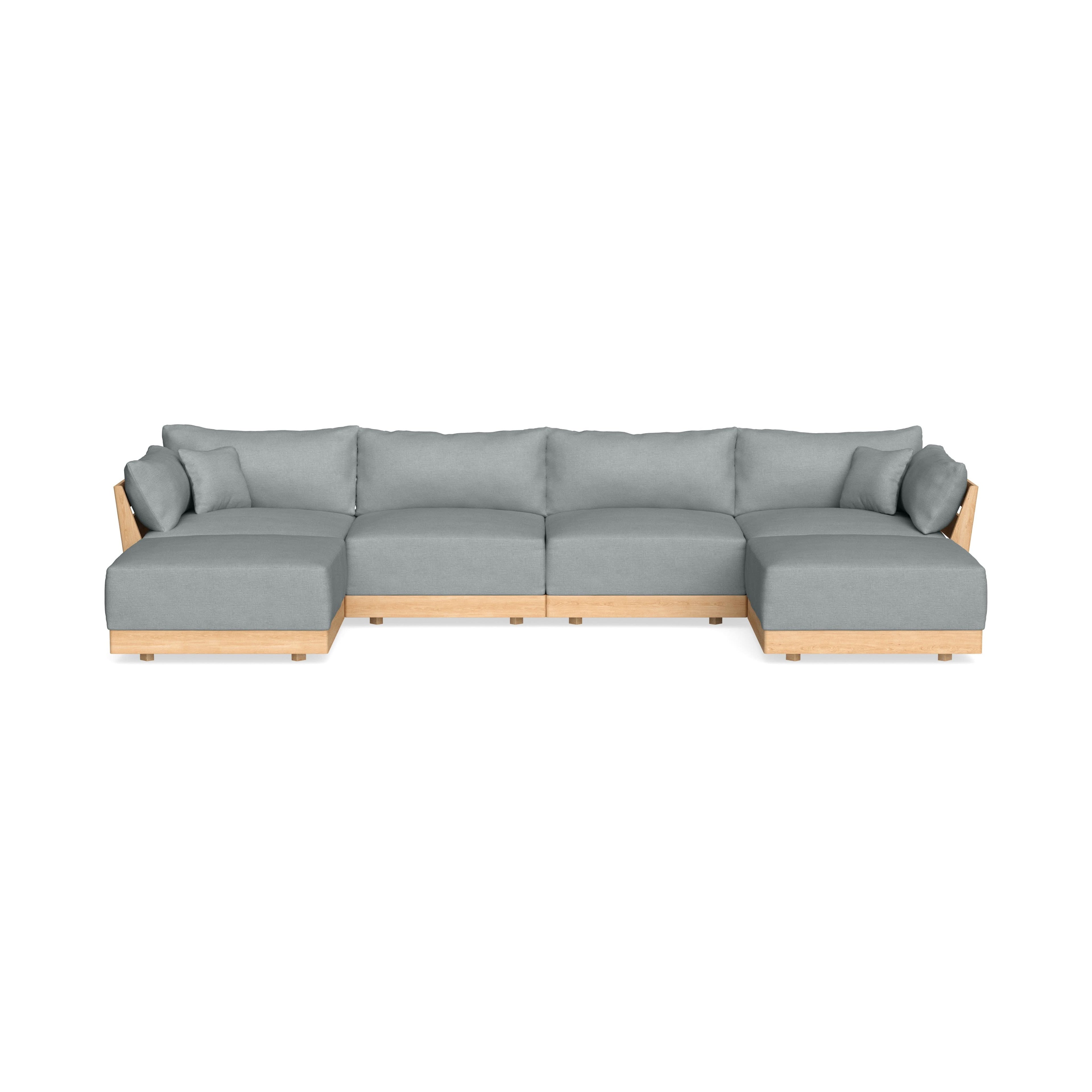 Modular Bondi Latte 4-Seater U-Sectional in Light Steel | Classic Blend