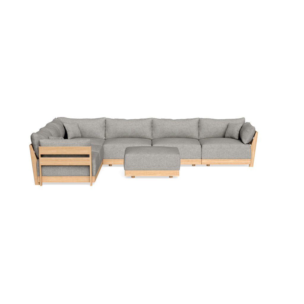 Modular Bondi Latte 6-Seater Corner Sectional + Ottoman in Fog | Classic Blend