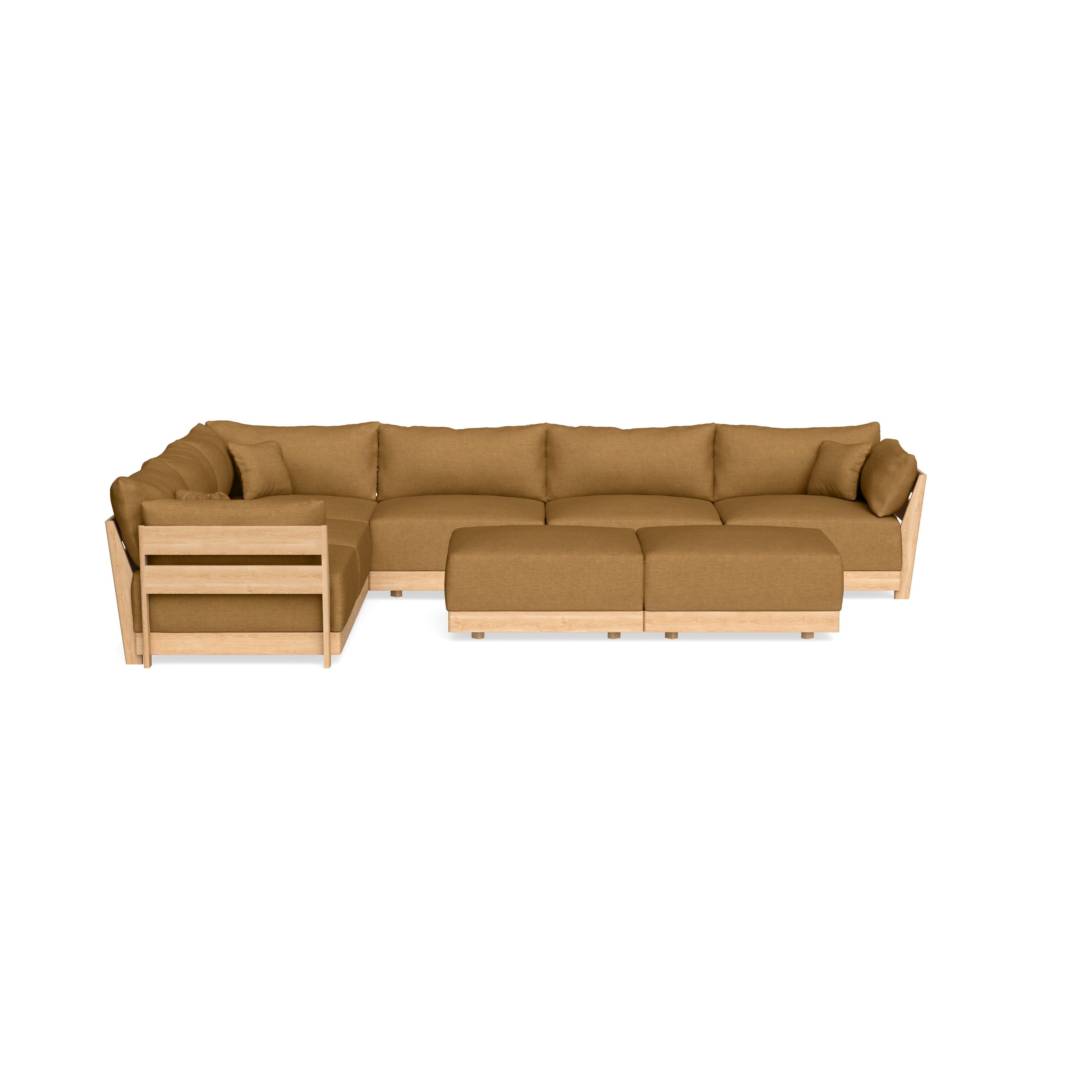 Slipcover Only - Modular Bondi 6-Seater Corner Sectional + Bench Ottoman in Dijon