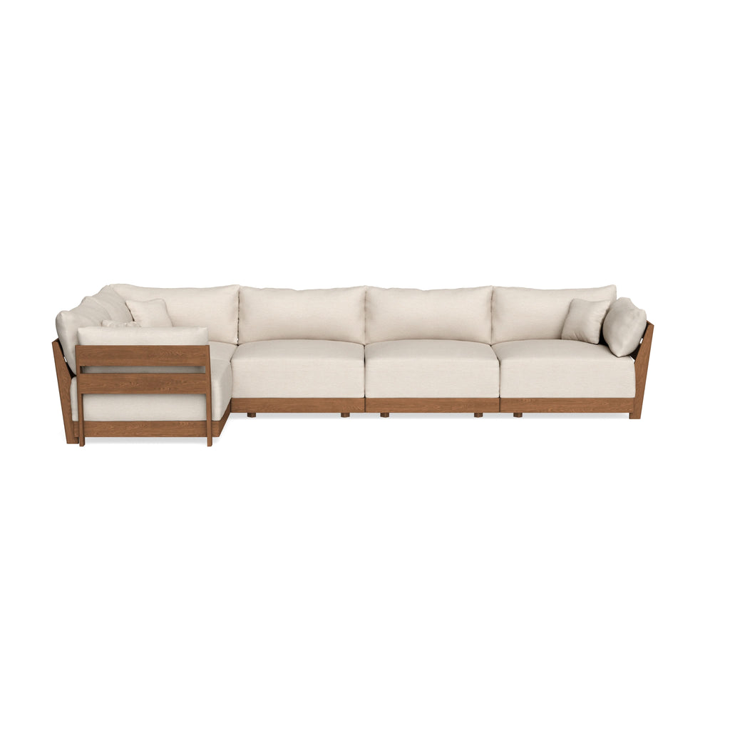 Modular Bondi Espresso 5-Seater L-Sectional in Seashell | Memory Foam Blend