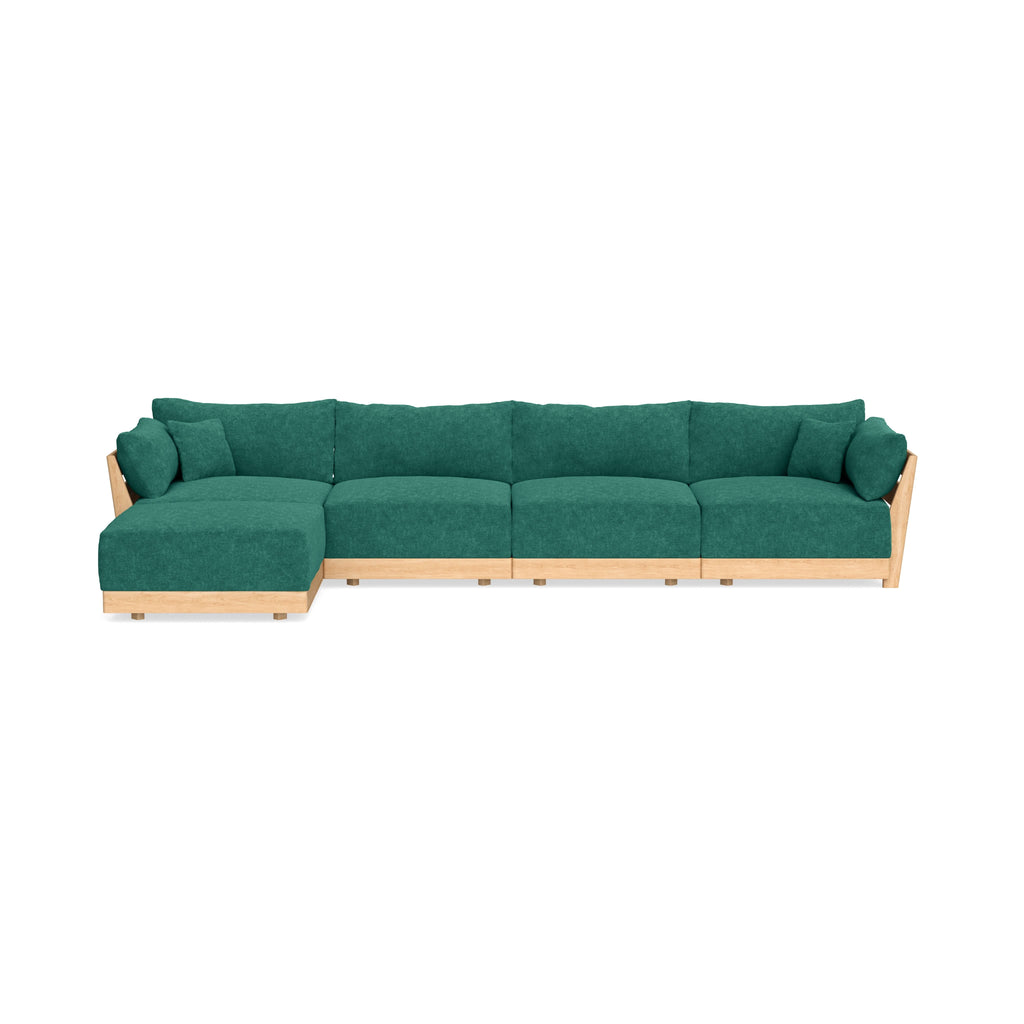 Modular Bondi Latte 4-Seater Sectional in Jade Green | Memory Foam Blend