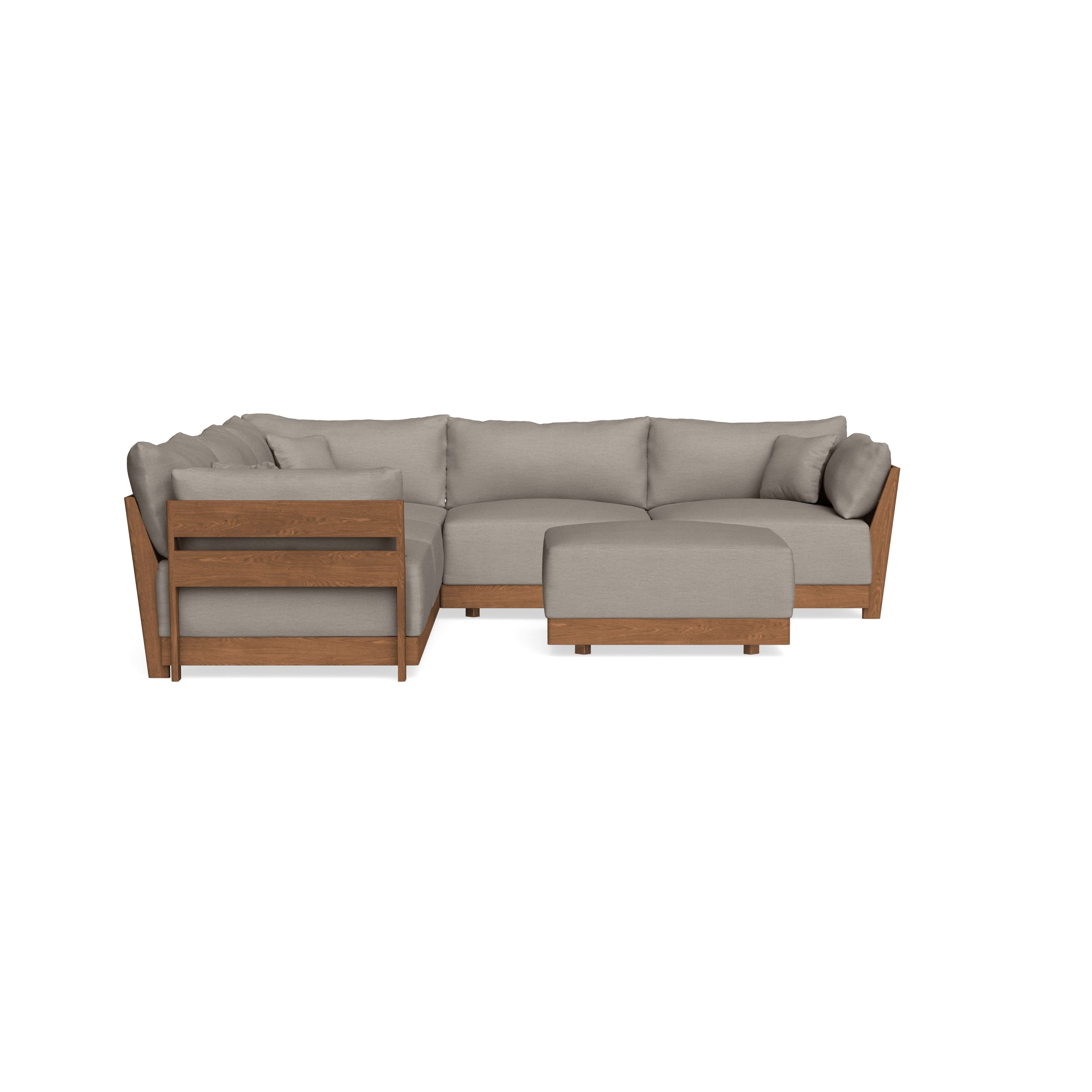 Modular Bondi Espresso 5-Seater Corner Sectional + Ottoman in Cinder Gray | Memory Foam Blend