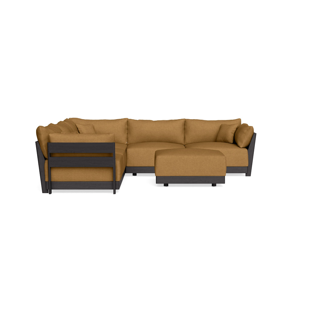 Modular Bondi Black 5-Seater Corner Sectional + Ottoman in Dijon | Memory Foam Blend