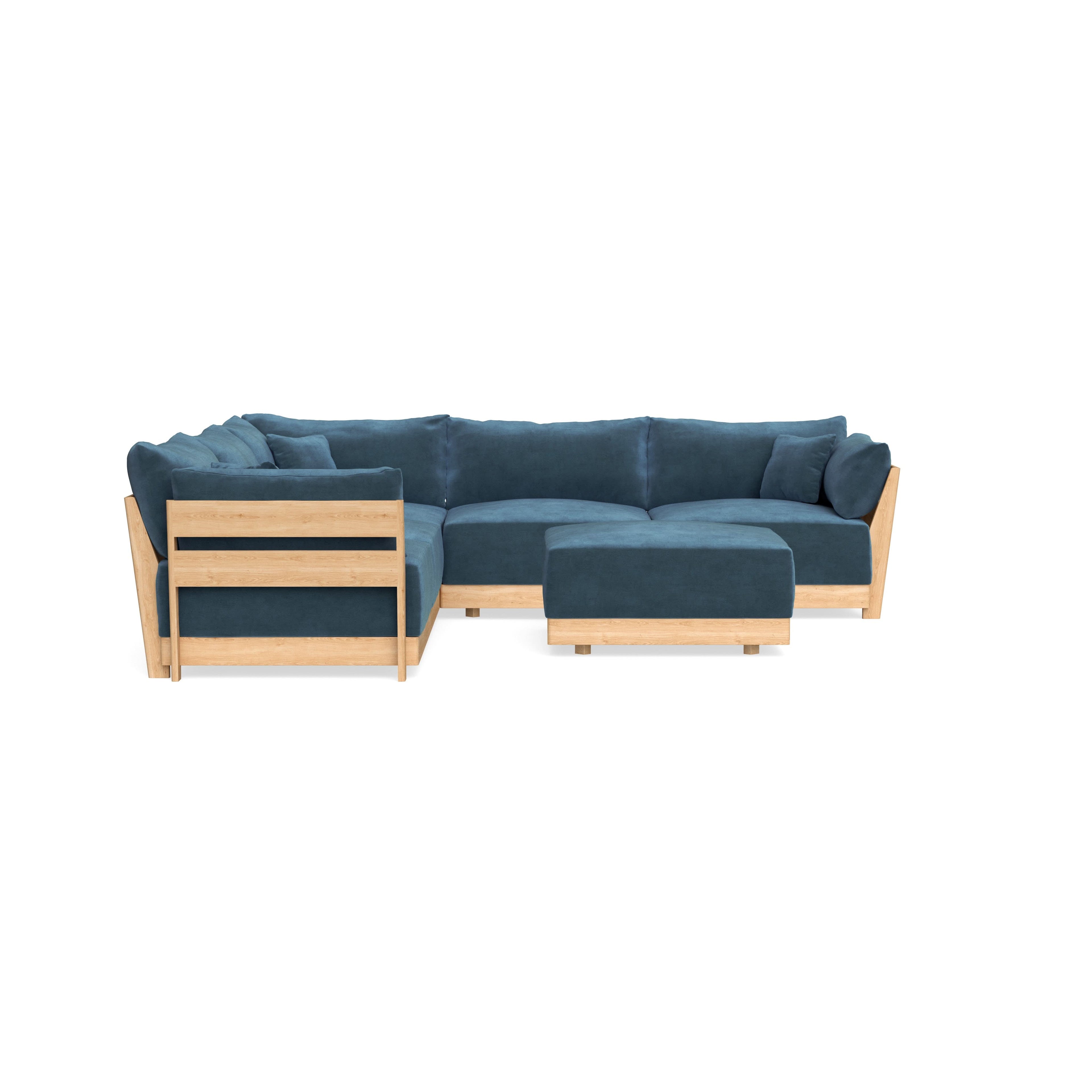 Slipcover Only - Modular Bondi 5-Seater Corner Sectional + Ottoman in Oxford Blue