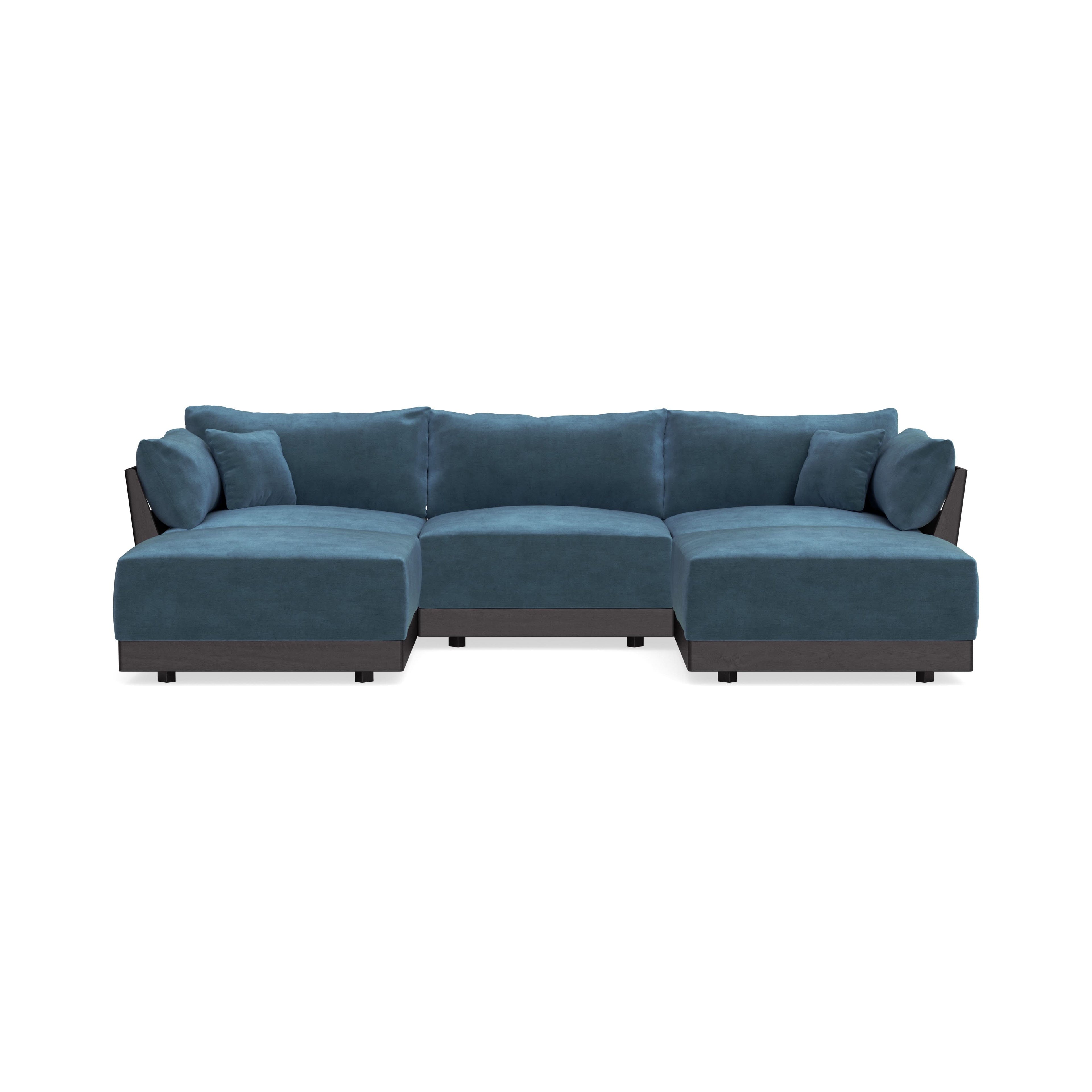 Modular Bondi Black 3-Seater U-Sectional in Oxford Blue | Classic Blend
