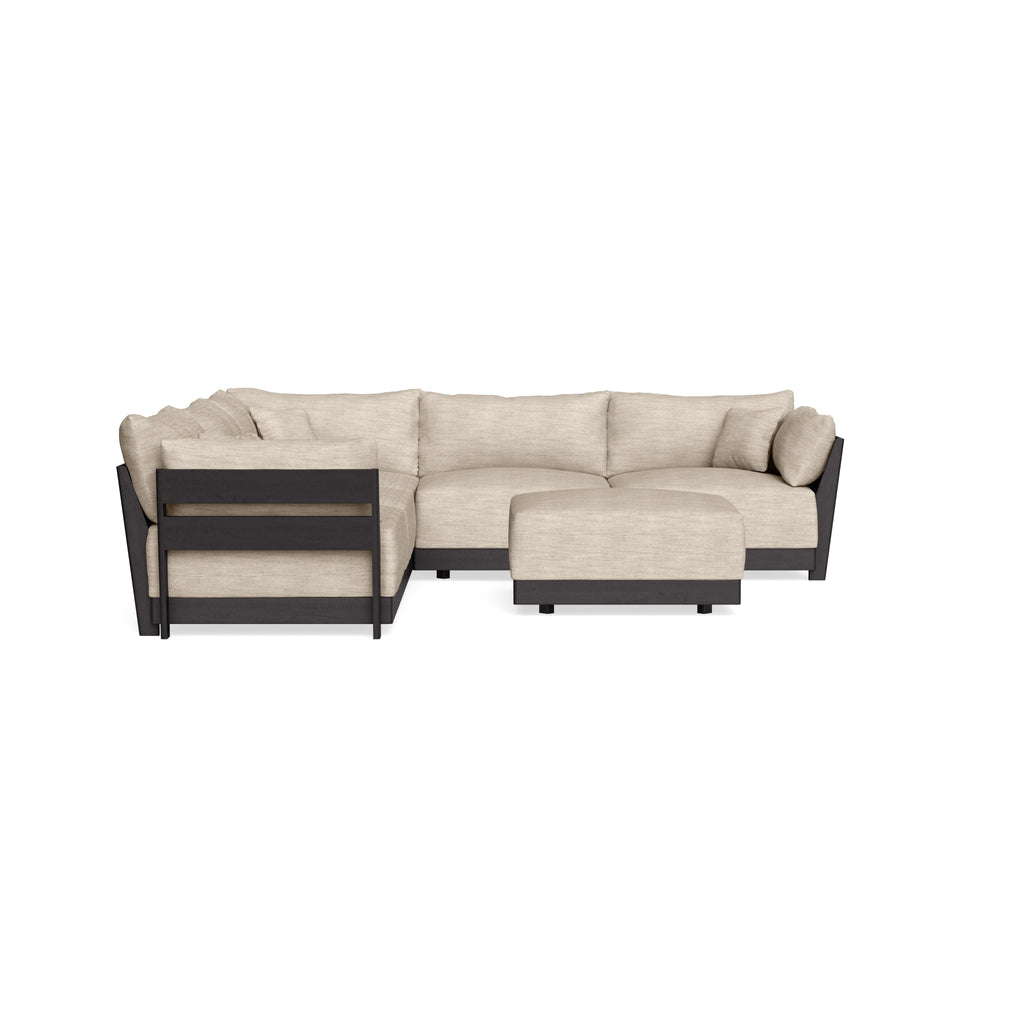 Modular Bondi Black 5-Seater Corner Sectional + Ottoman in Wheat | Memory Foam Blend