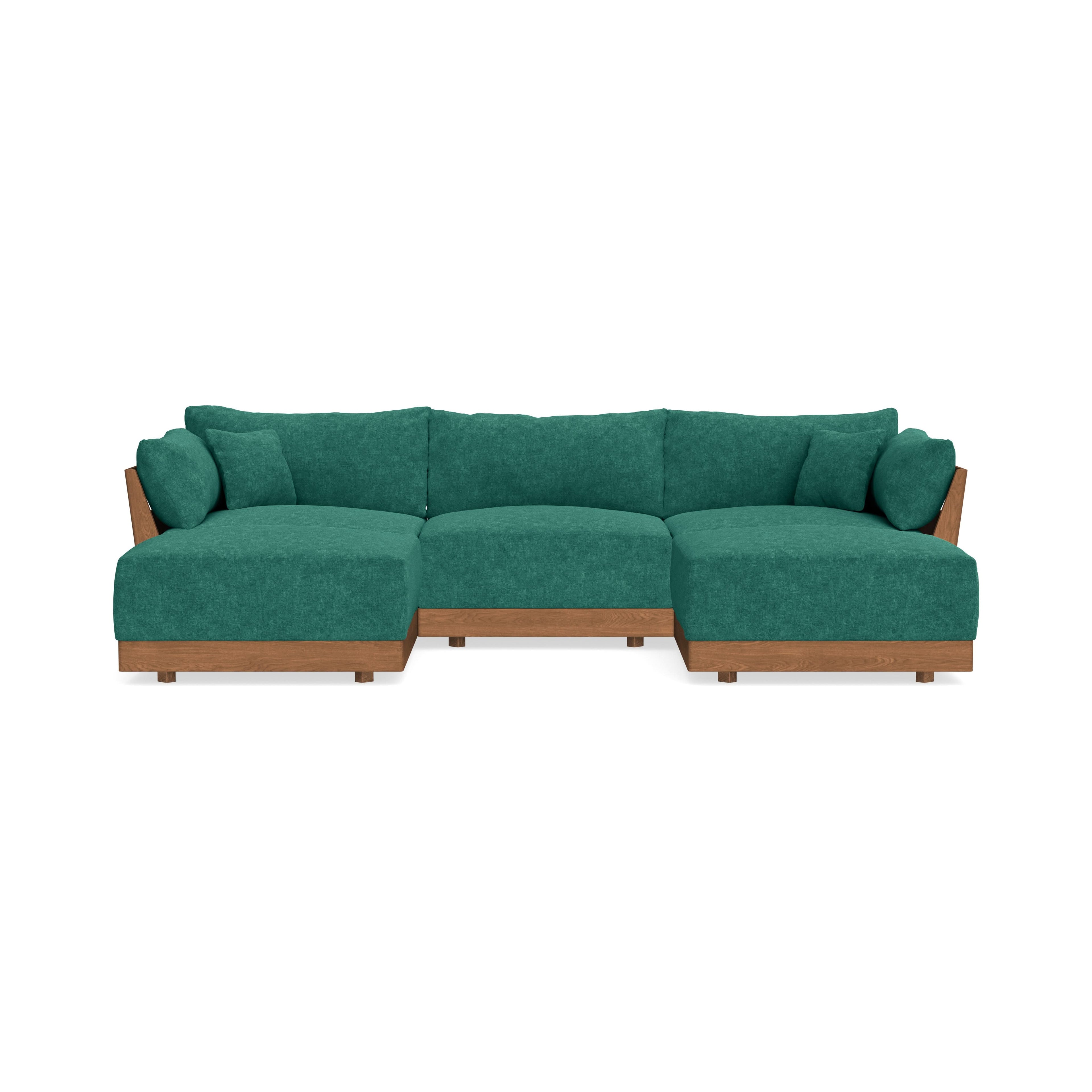 Modular Bondi Espresso 3-Seater U-Sectional in Jade Green | Memory Foam Blend