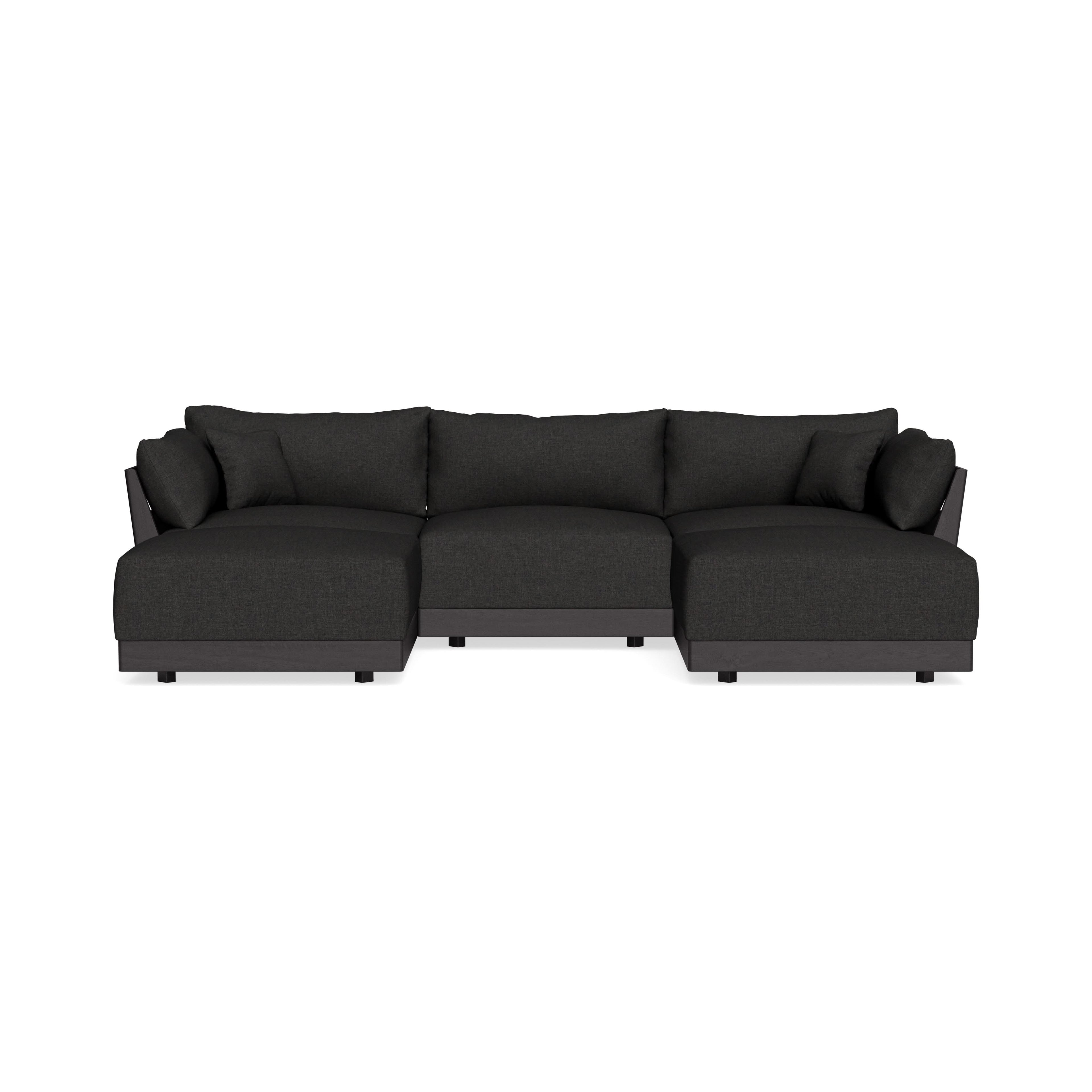 Modular Bondi Black 3-Seater U-Sectional in Peppercorn | Classic Blend
