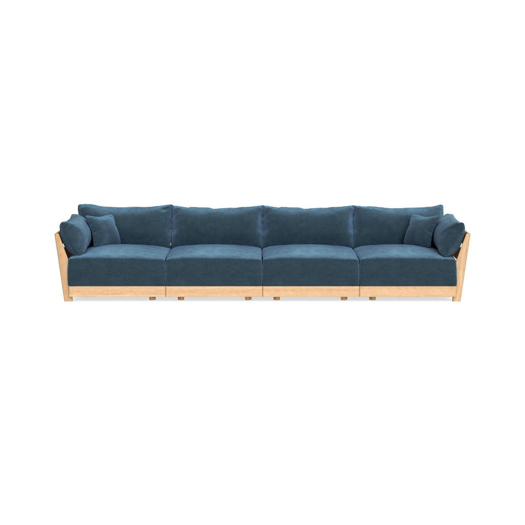 Modular Bondi Latte 4-Seater Sofa in Oxford Blue | Memory Foam Blend