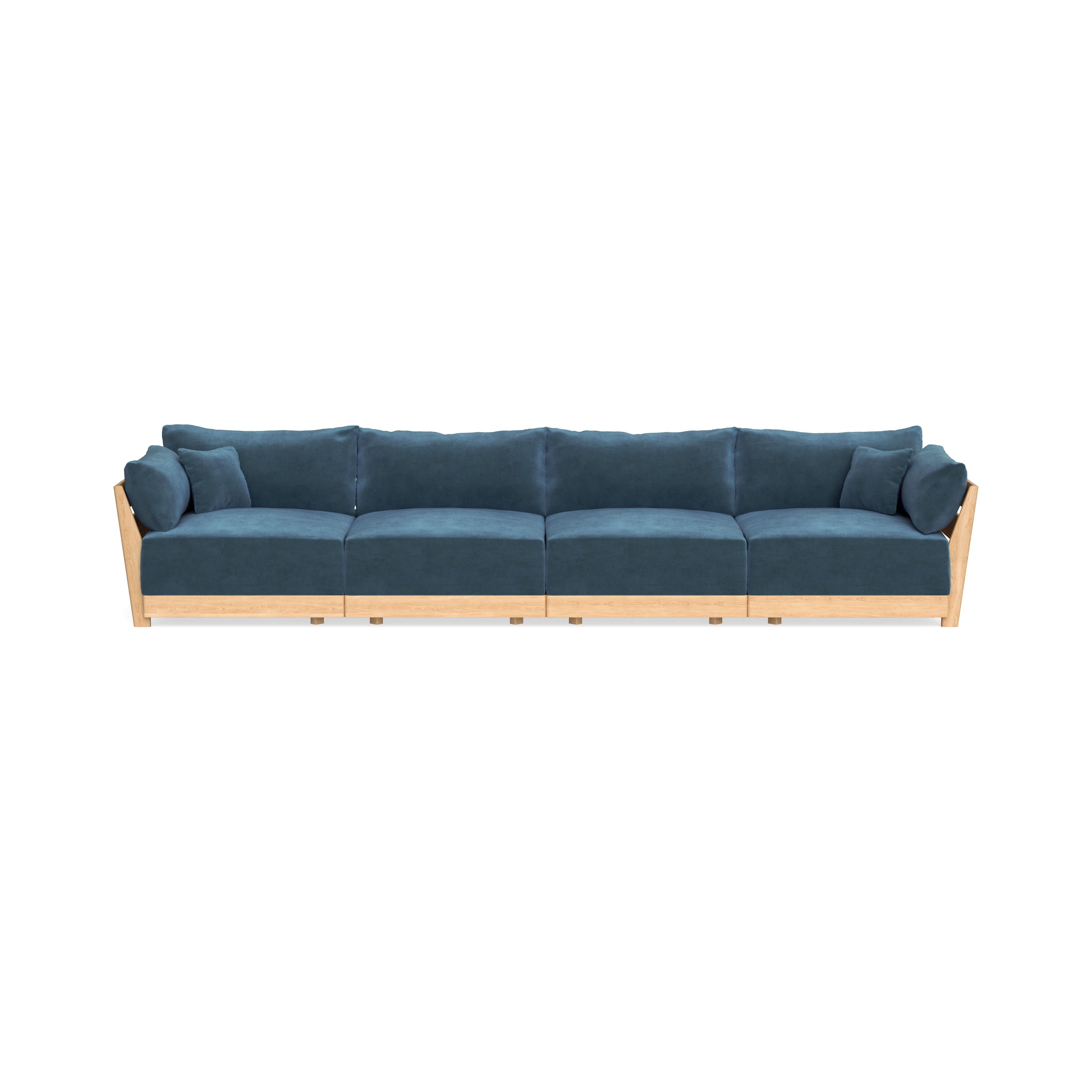 Modular Bondi Latte 4-Seater Sofa in Oxford Blue | Memory Foam Blend